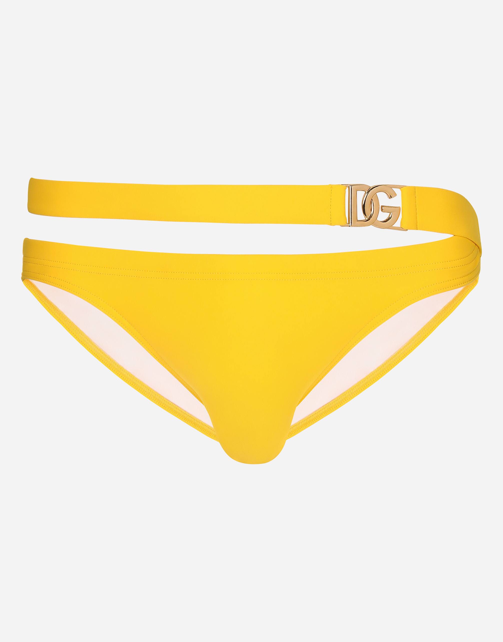 Swim briefs with DG logo buckle in Yellow