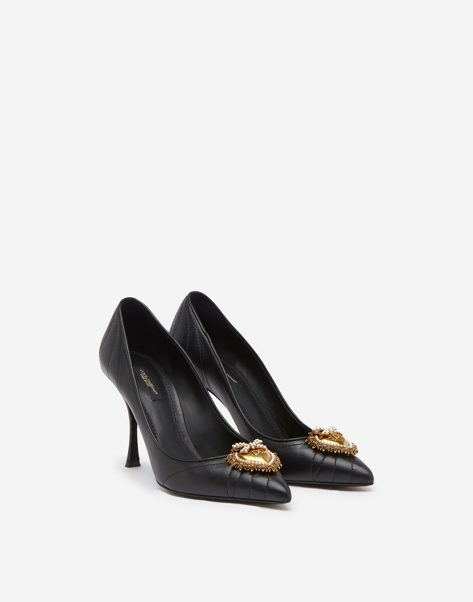 Matelassé nappa leather Devotion pumps in Black for Women | Dolce&Gabbana®
