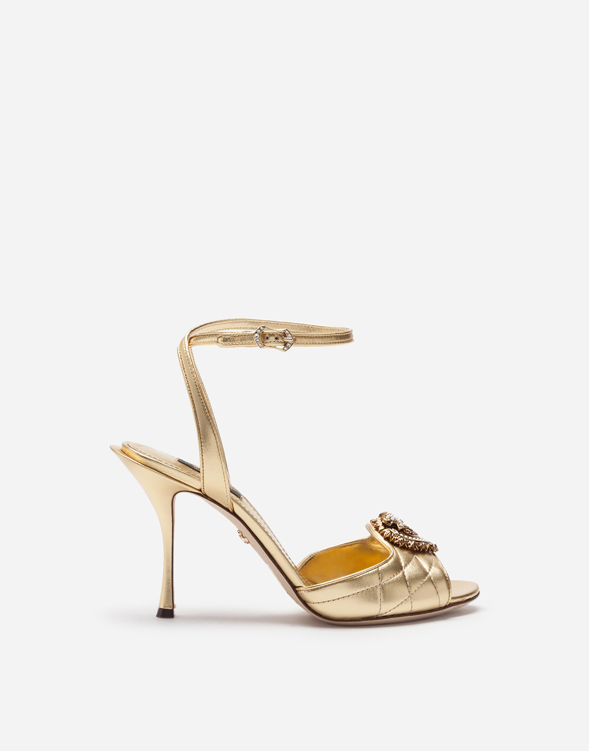 Quilted nappa mordore Devotion sandals in Gold