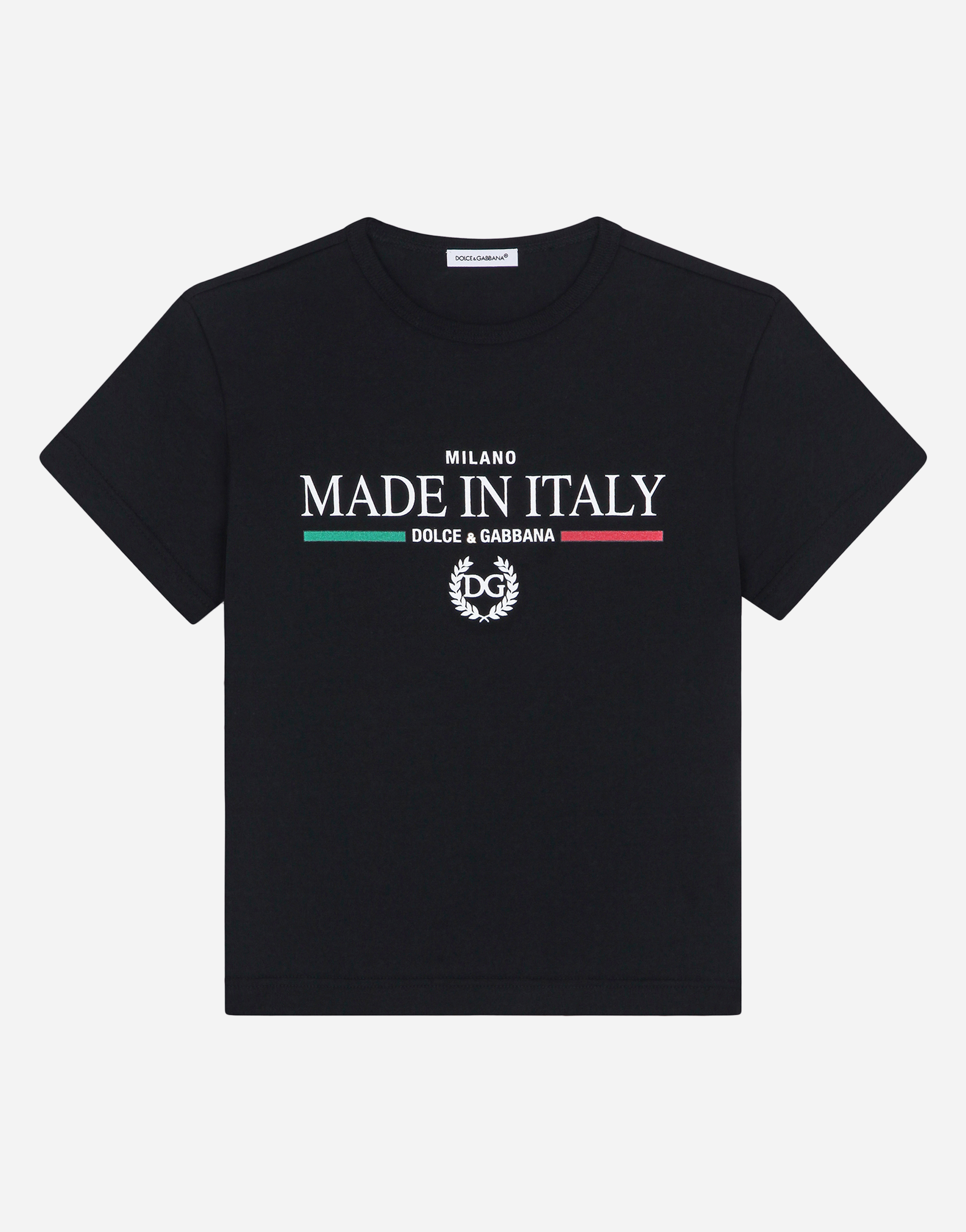 Jersey t-shirt with Made in Italy print in Black for Boys 2-12 Years |  Dolce&Gabbana®
