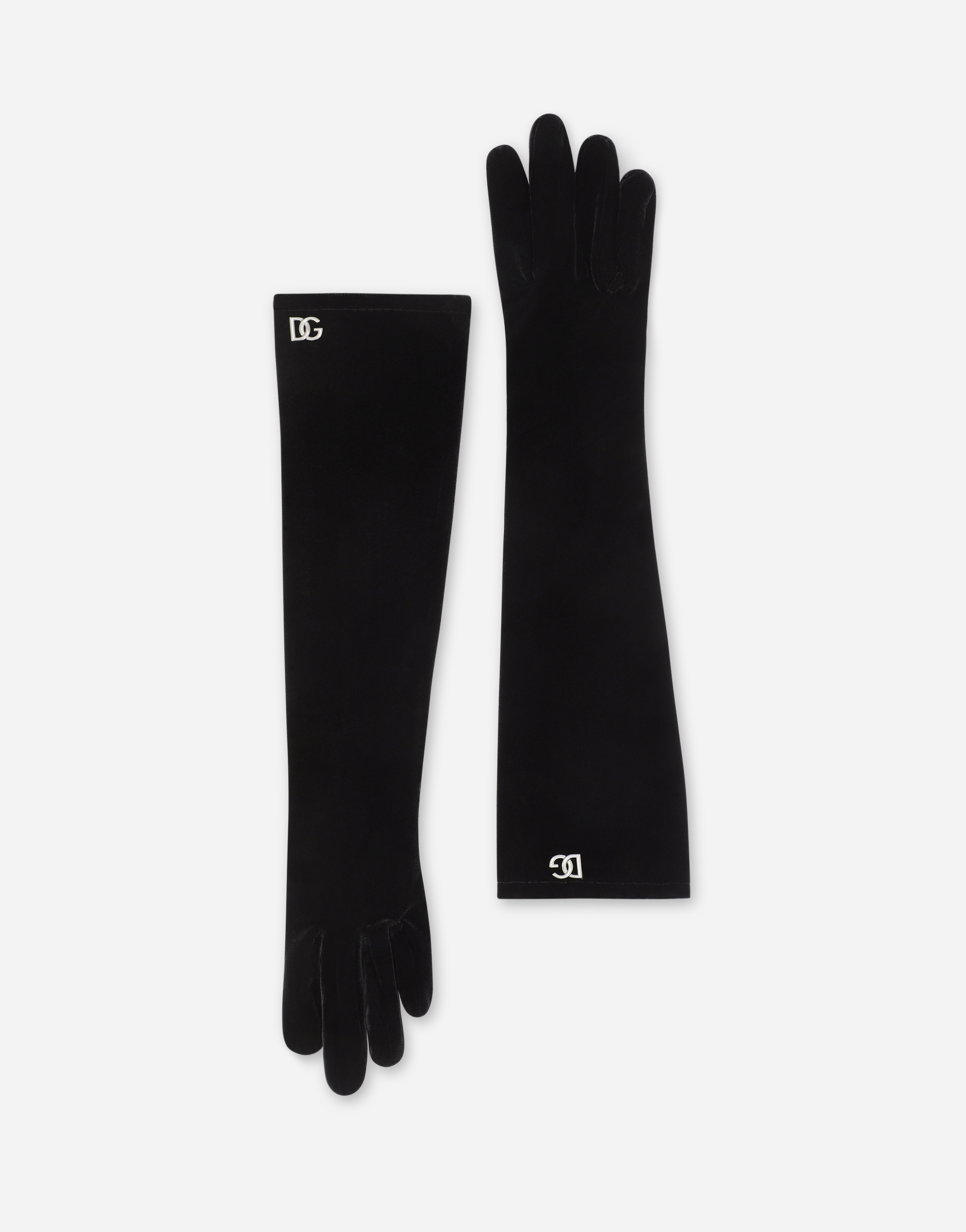 Velvet gloves with DG logo in Black