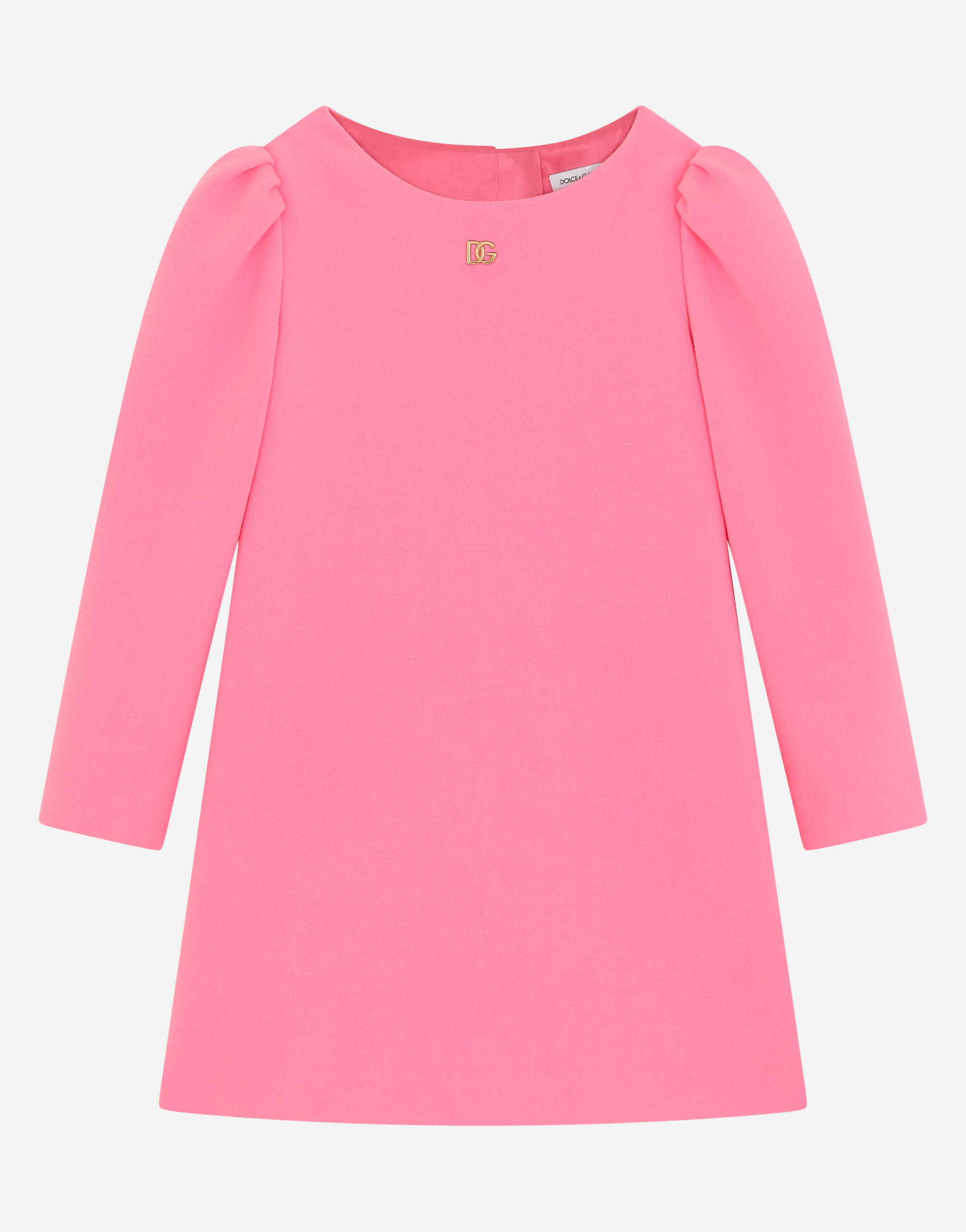Short cady dress with metal DG logo in Pink
