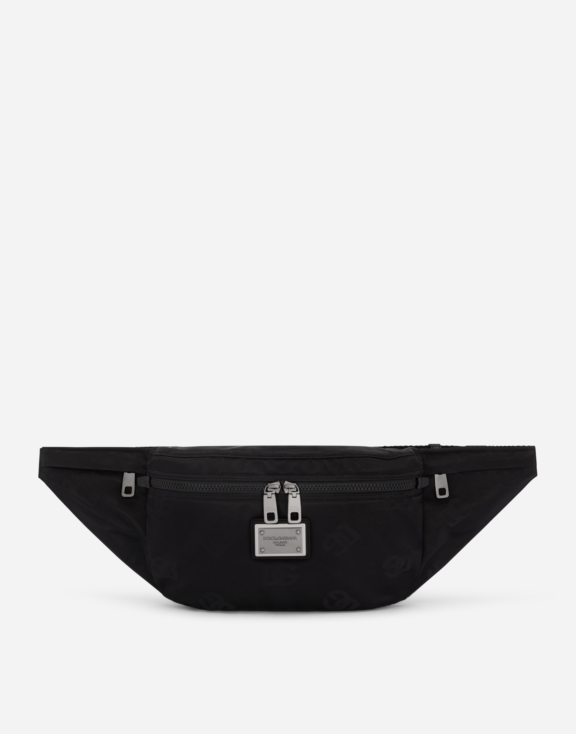 Nylon belt bag with logo in Black