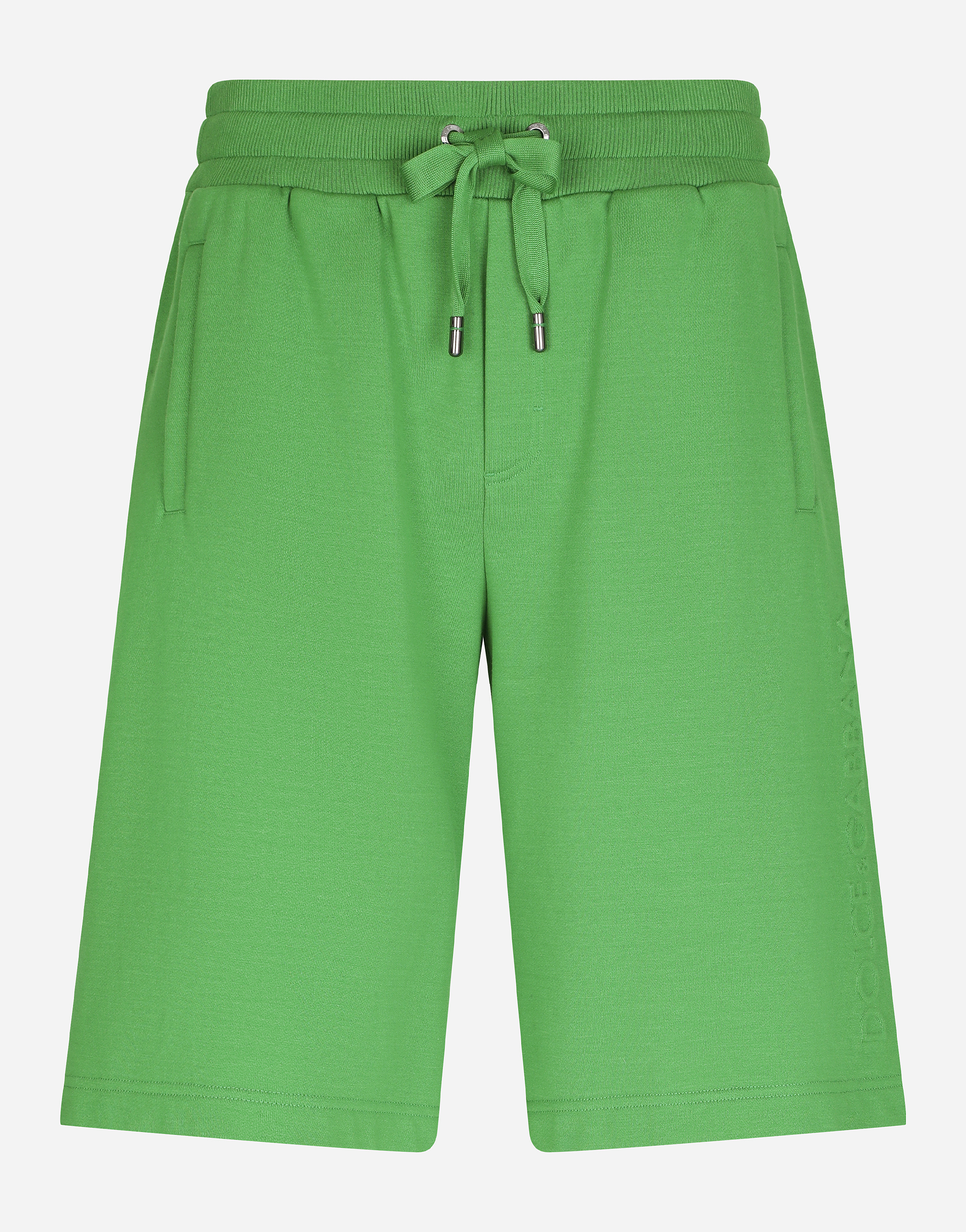 Jersey jogging shorts with embossed logo in Green