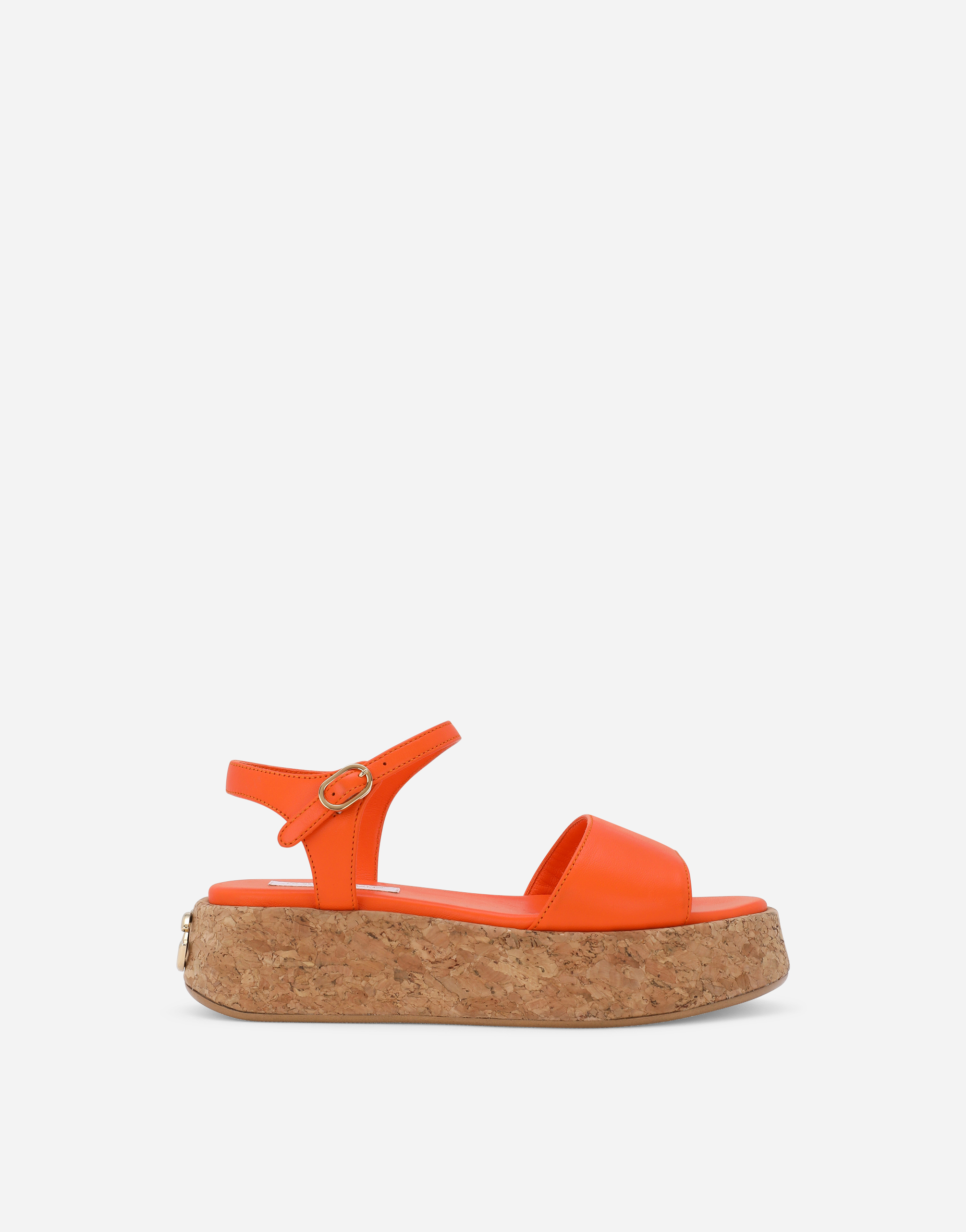 Nappa leather wedge sandals in Orange