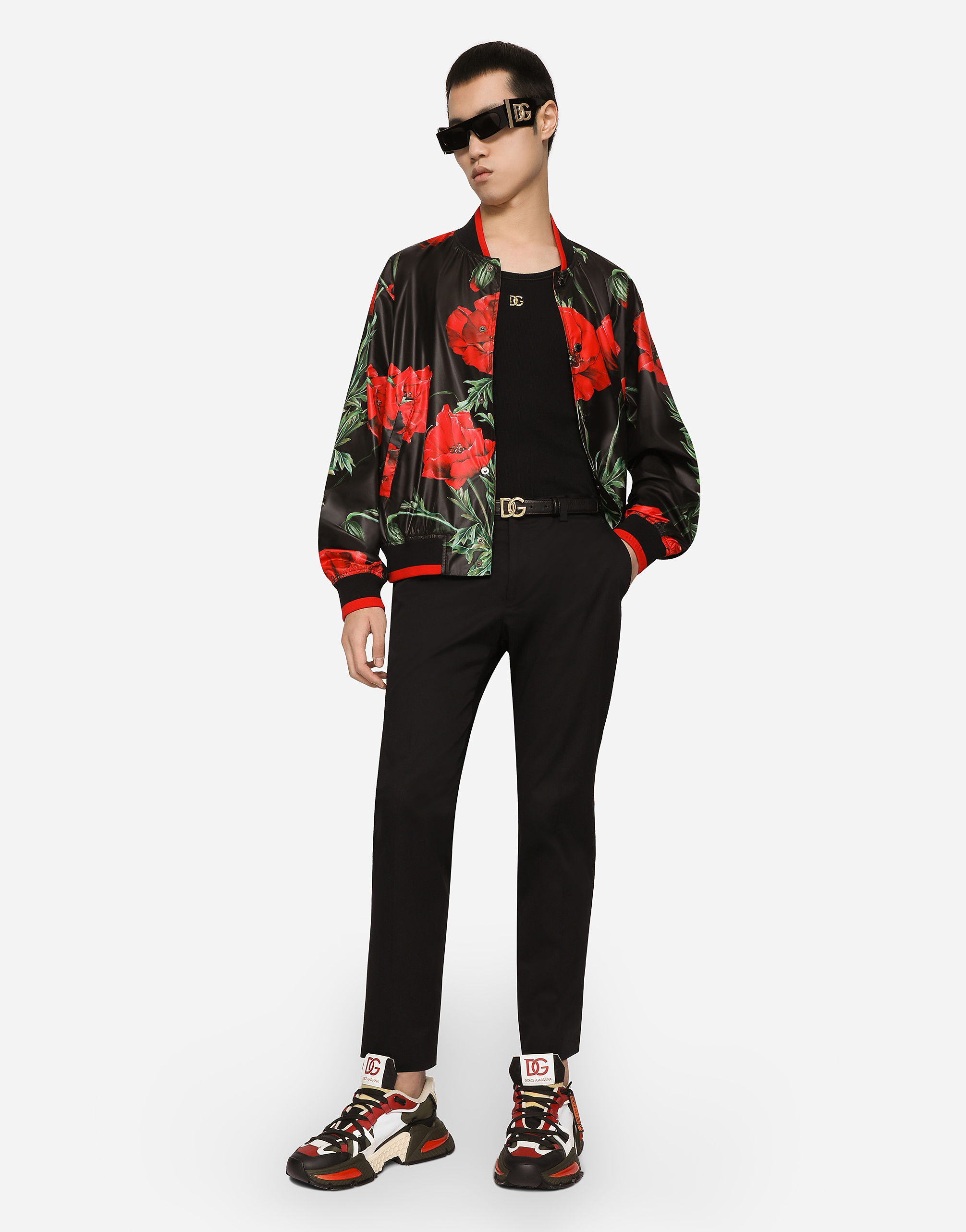 Poppy-print nylon jacket in Multicolor