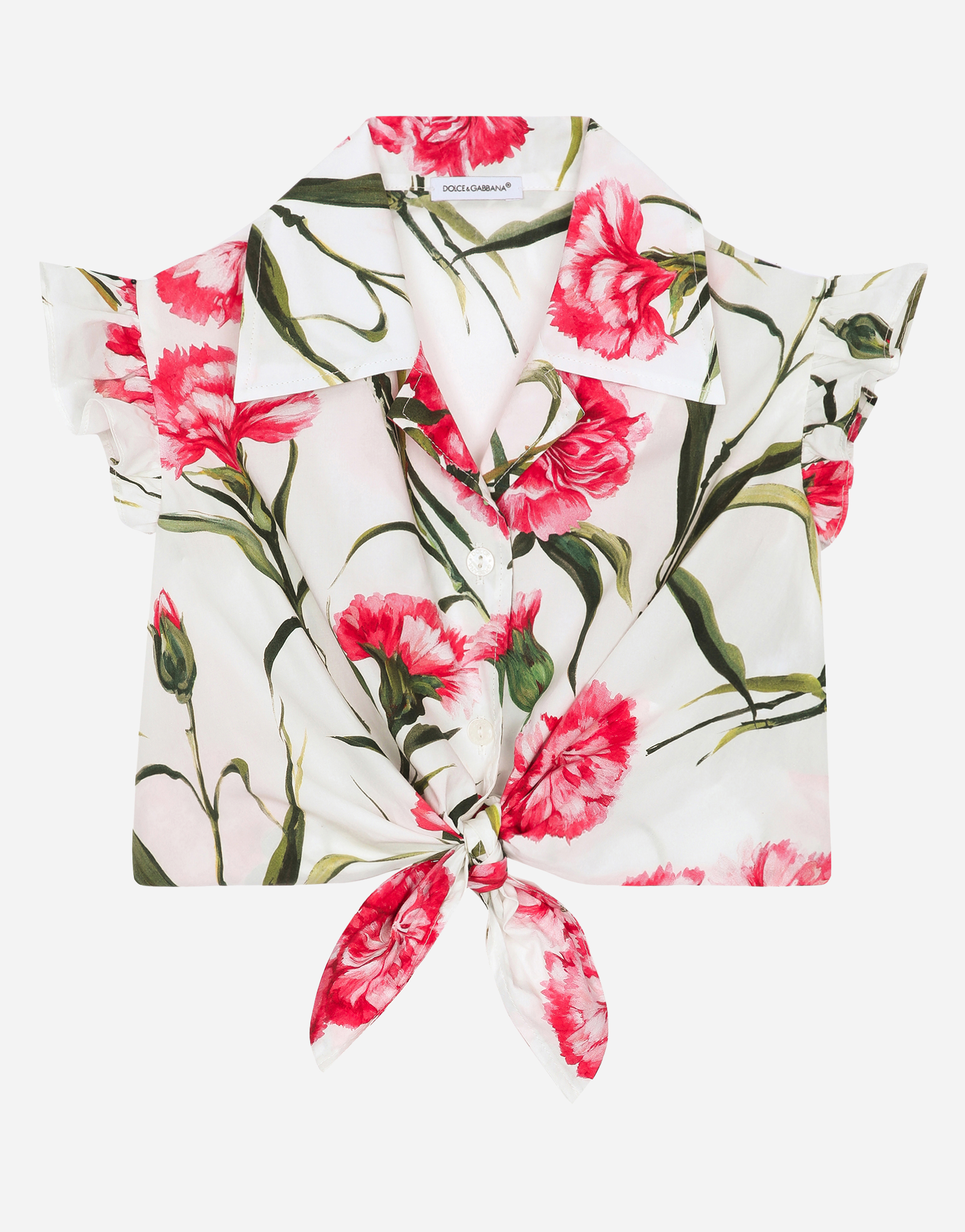 Carnation-print poplin shirt in Multicolor