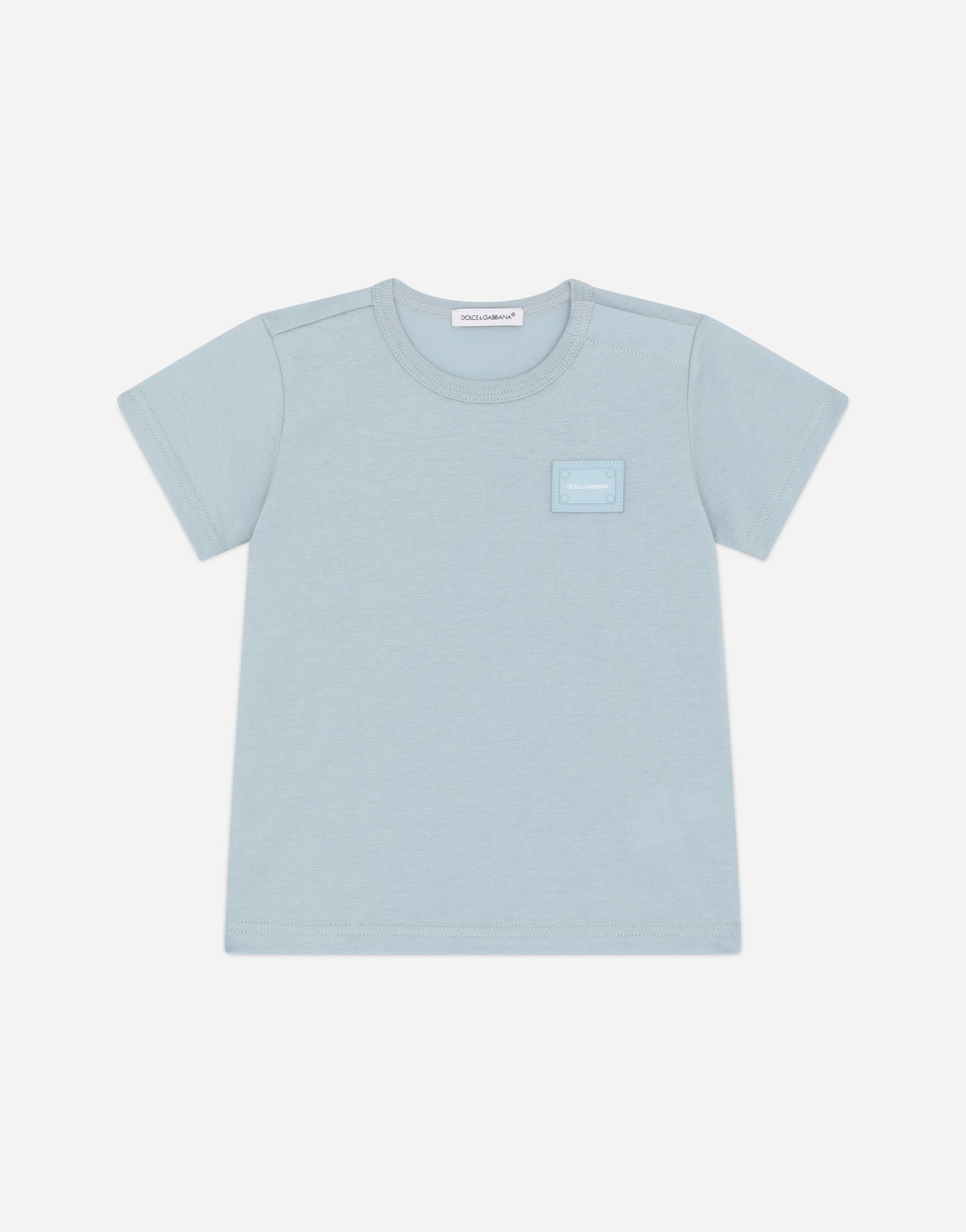 Jersey t-shirt with plate in Azure