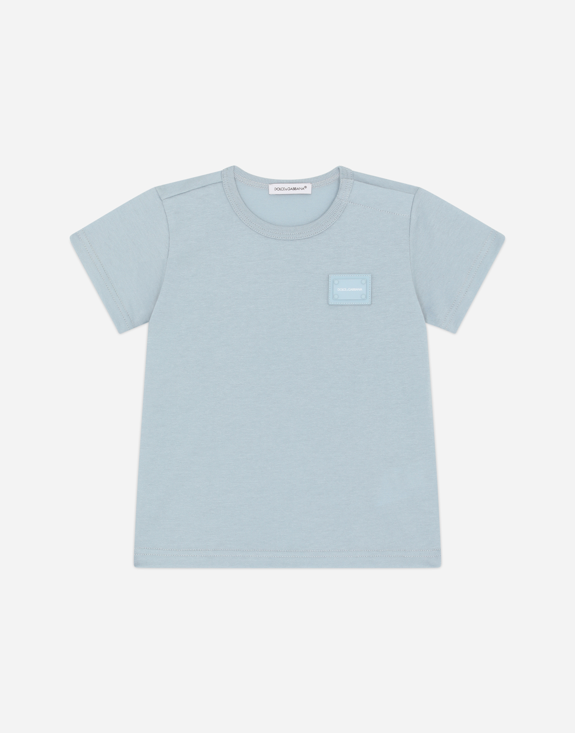 Jersey t-shirt with logo tag in Azure