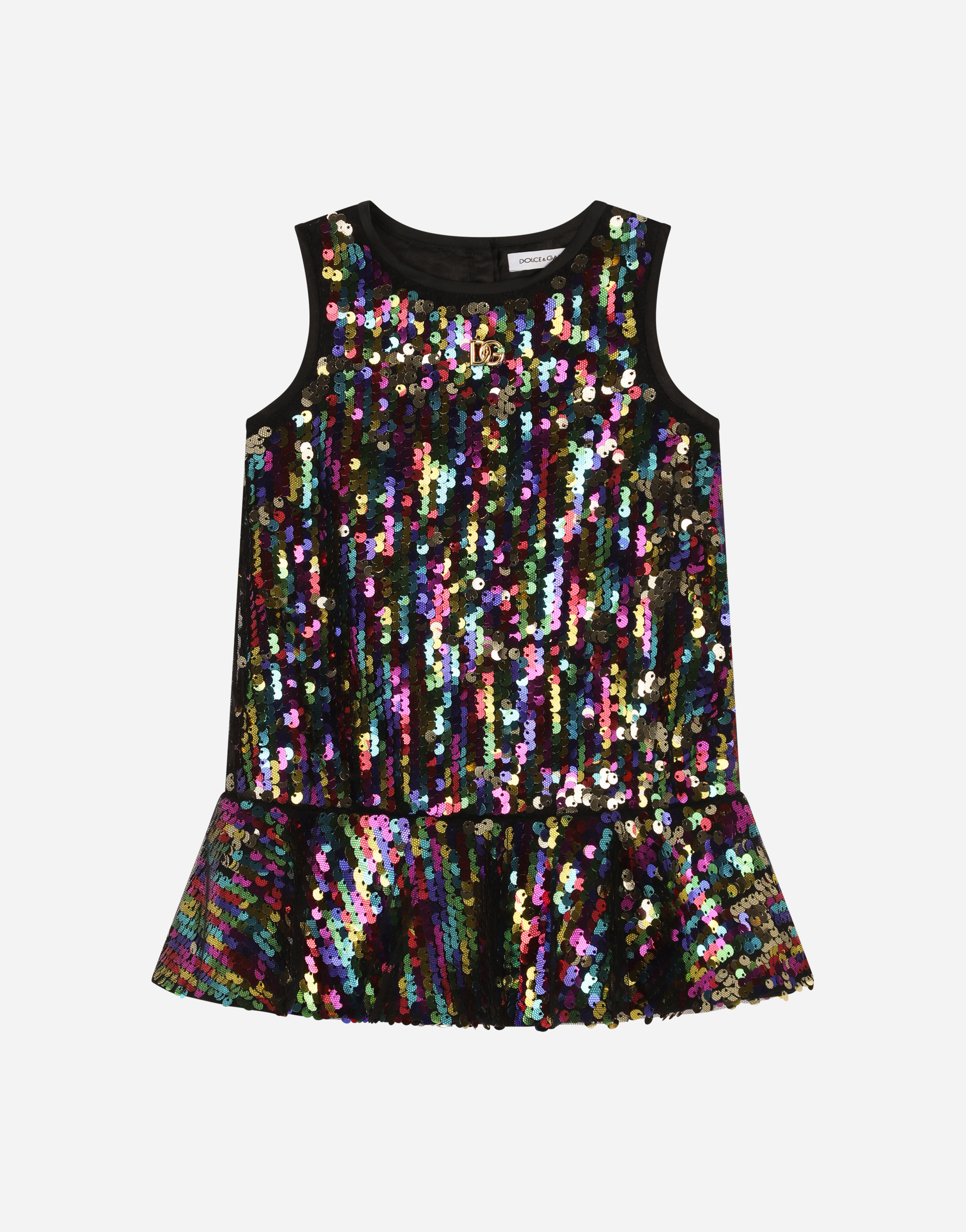 Short dress with multi-colored sequins in Multicolor