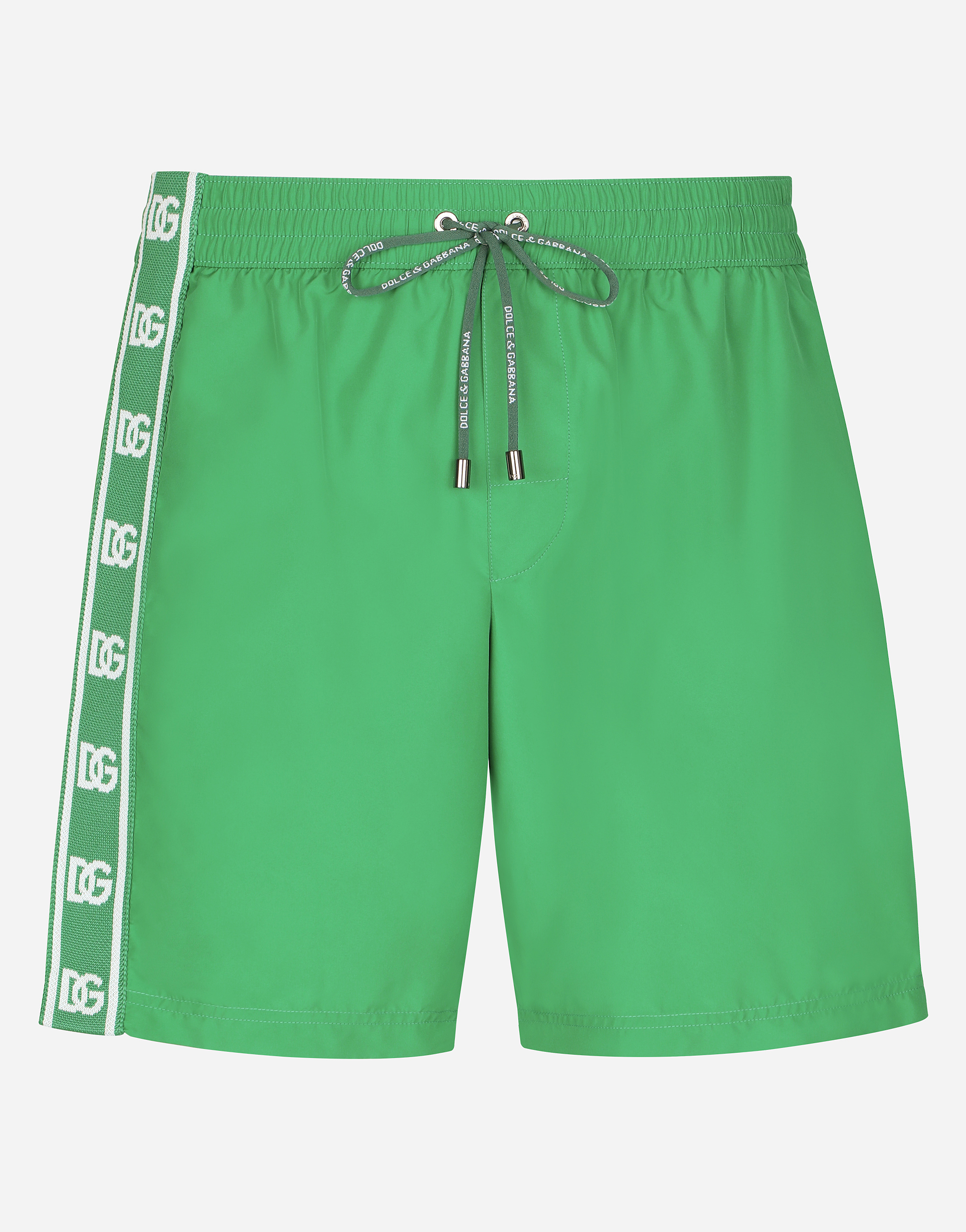 Mid-length swim trunks with DG logo band in Green