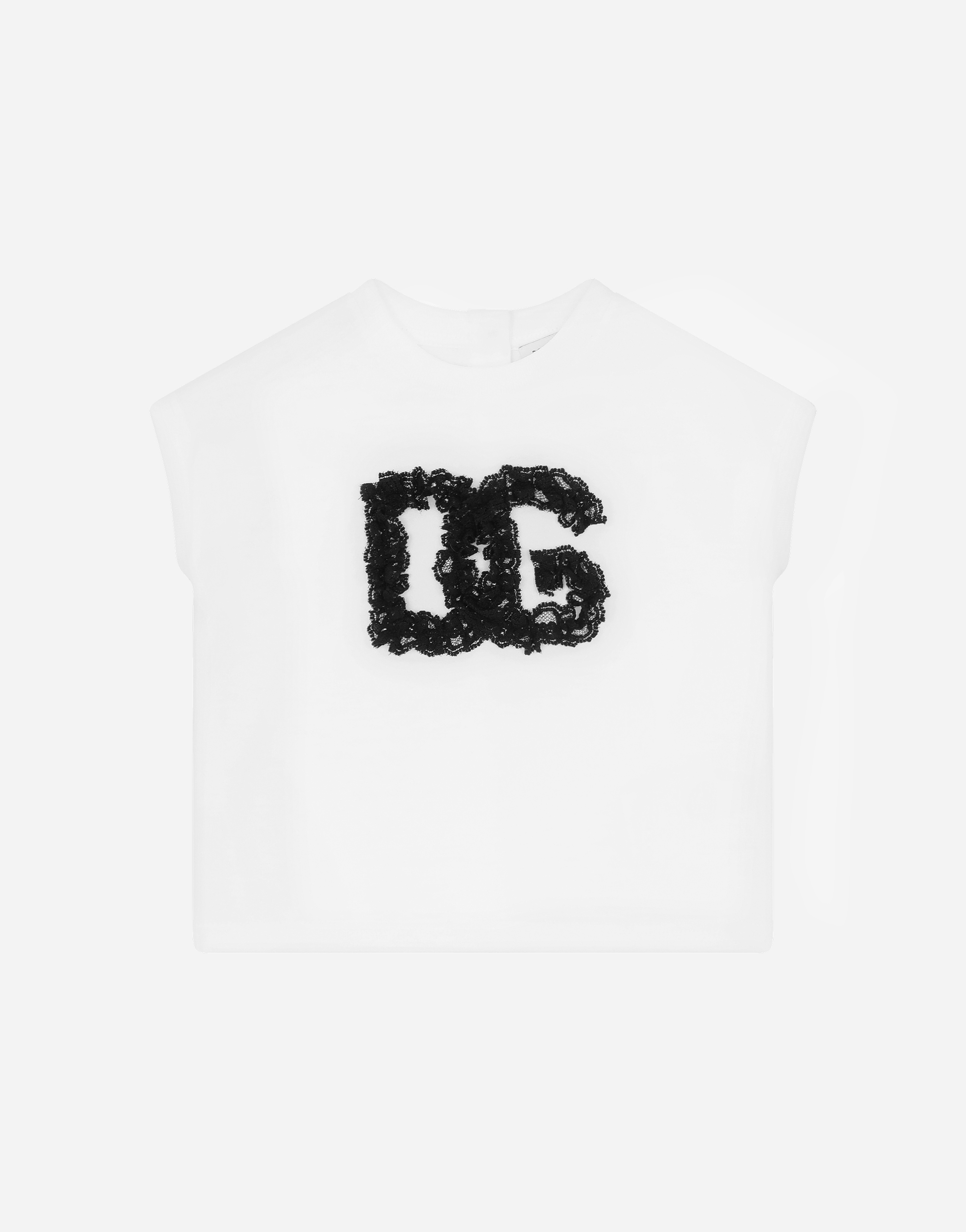 Jersey T-shirt with lace patch in White