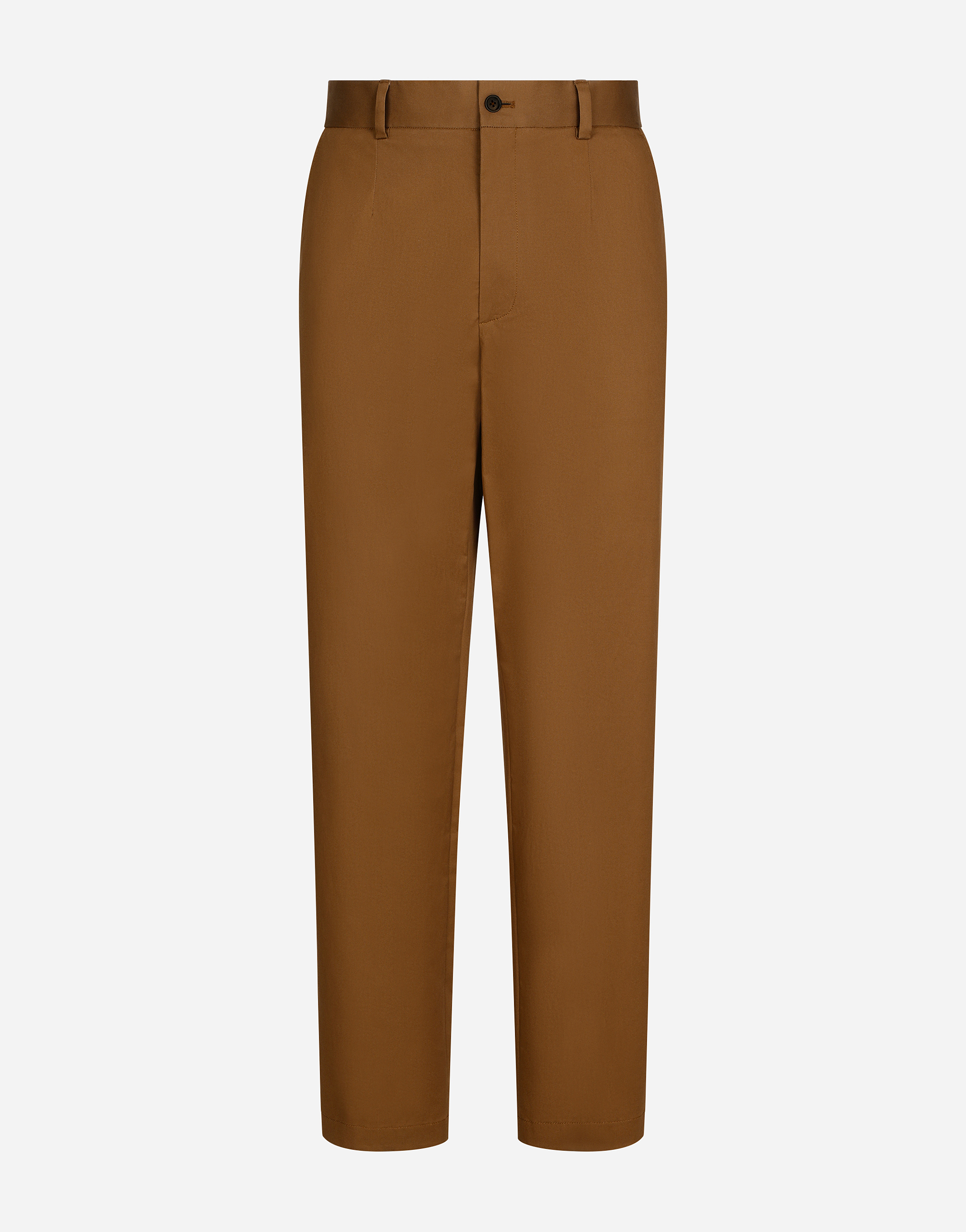Stretch gabardine pants with logo label in Brown
