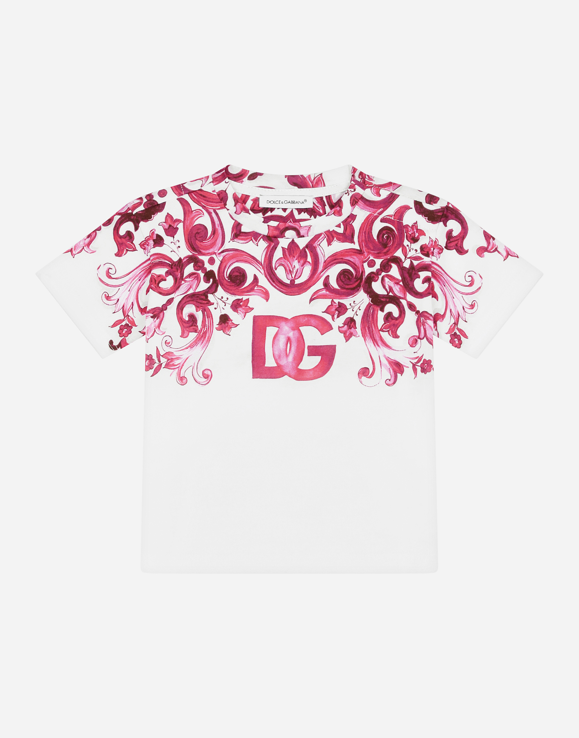 Majolica-print jersey T-shirt in Multicolor
