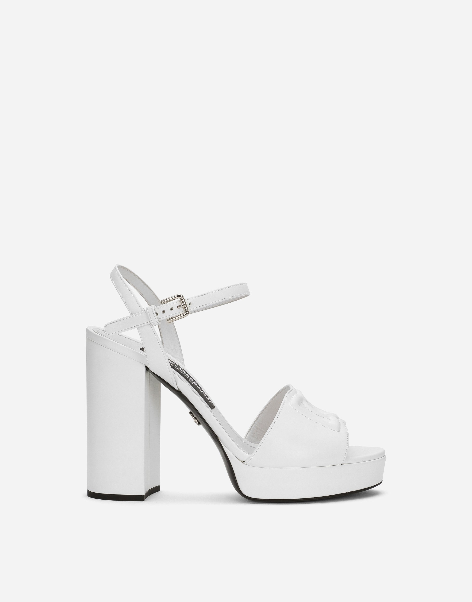 Calfskin platform sandals in White