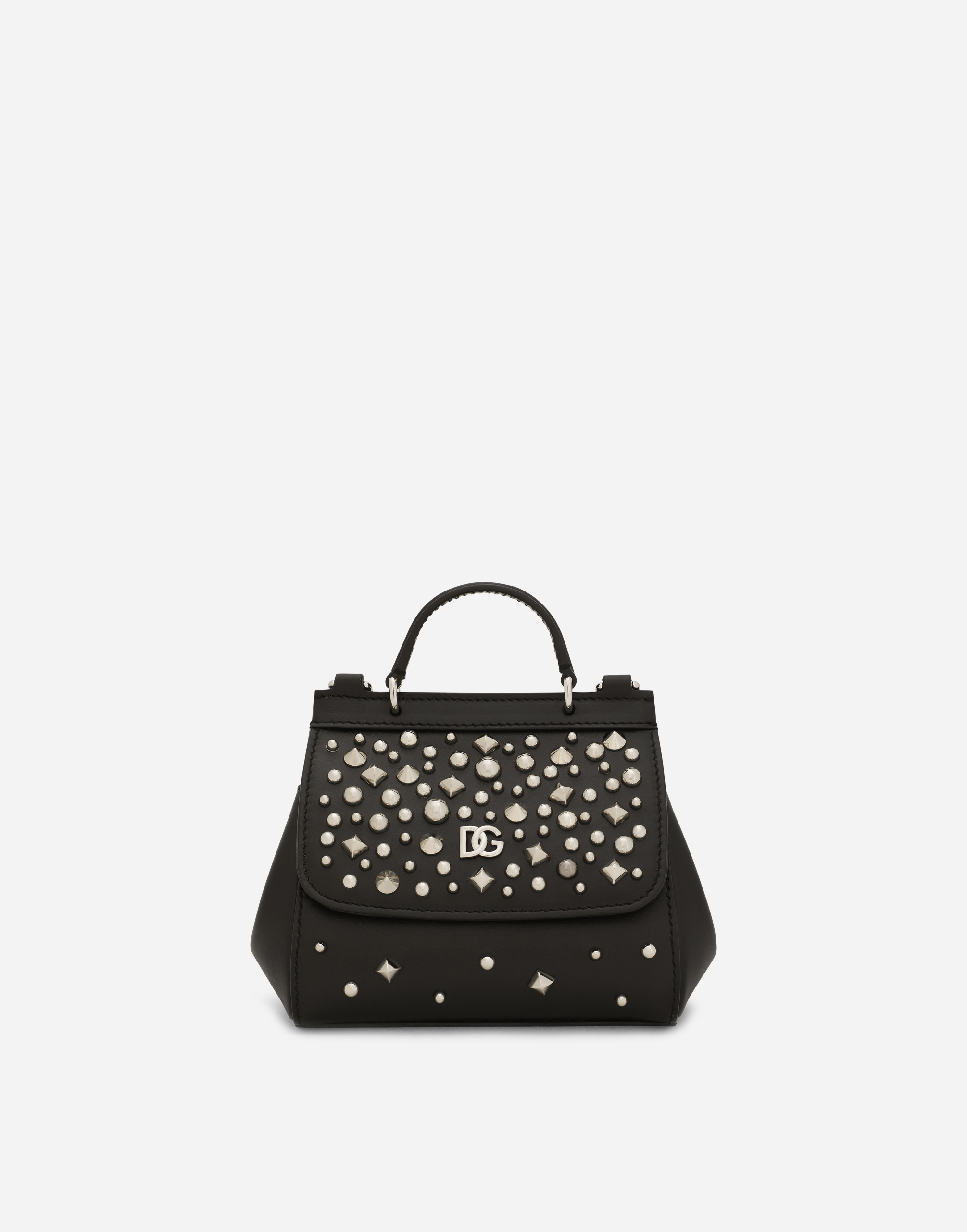 Leather Sicily mini bag with studs in Black