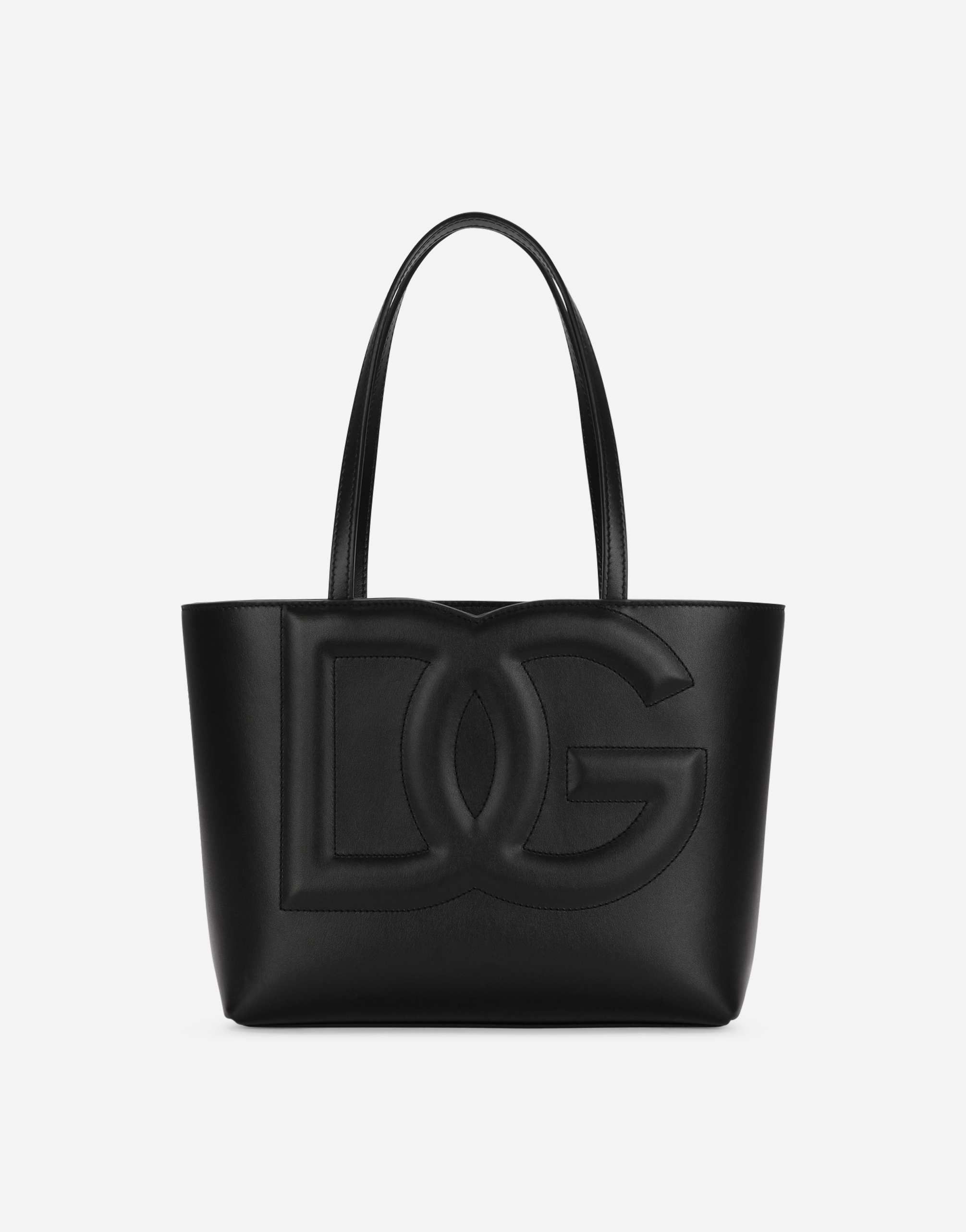 Small calfskin DG Logo shopper in Black