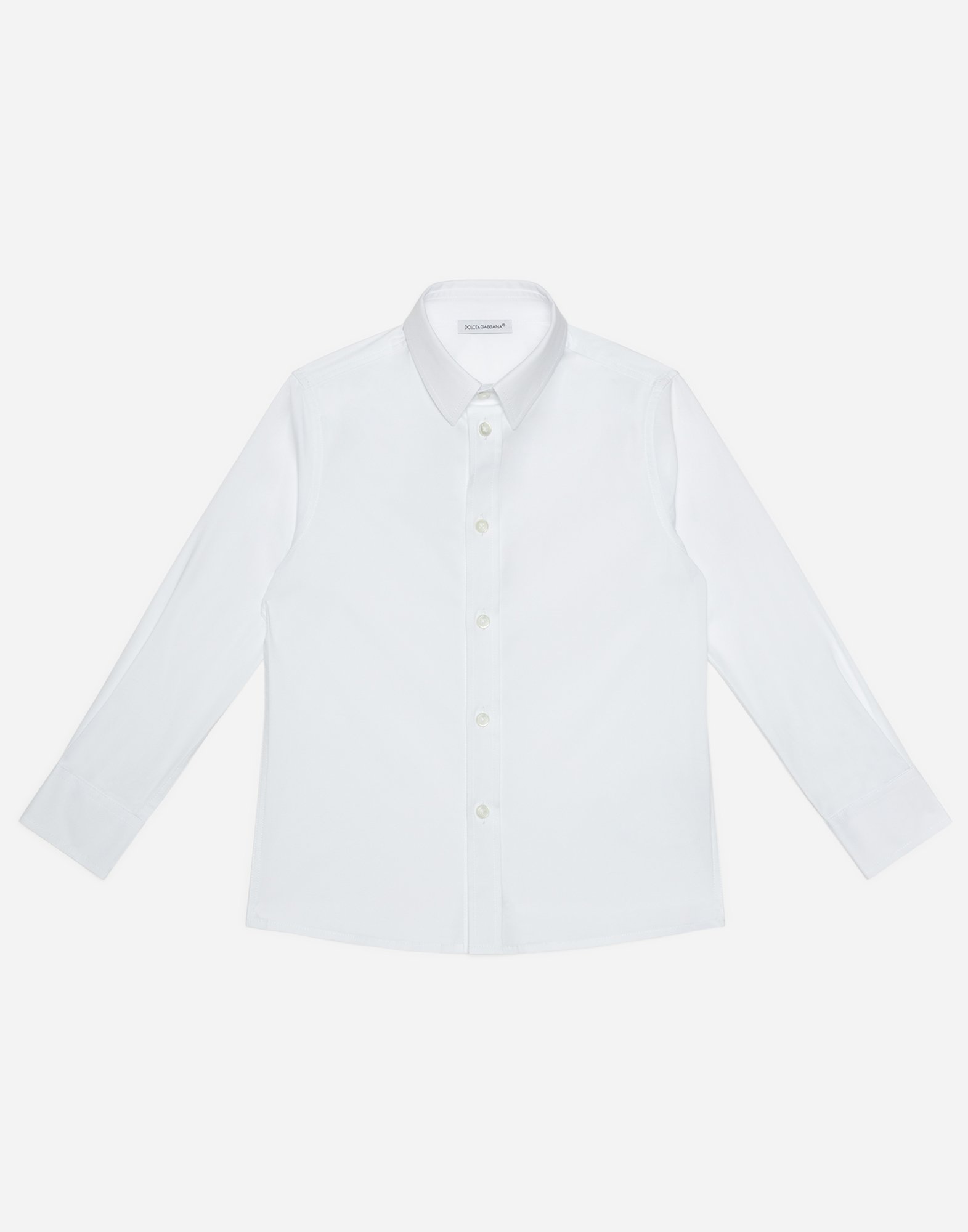 Stretch poplin shirt with covered placket in White