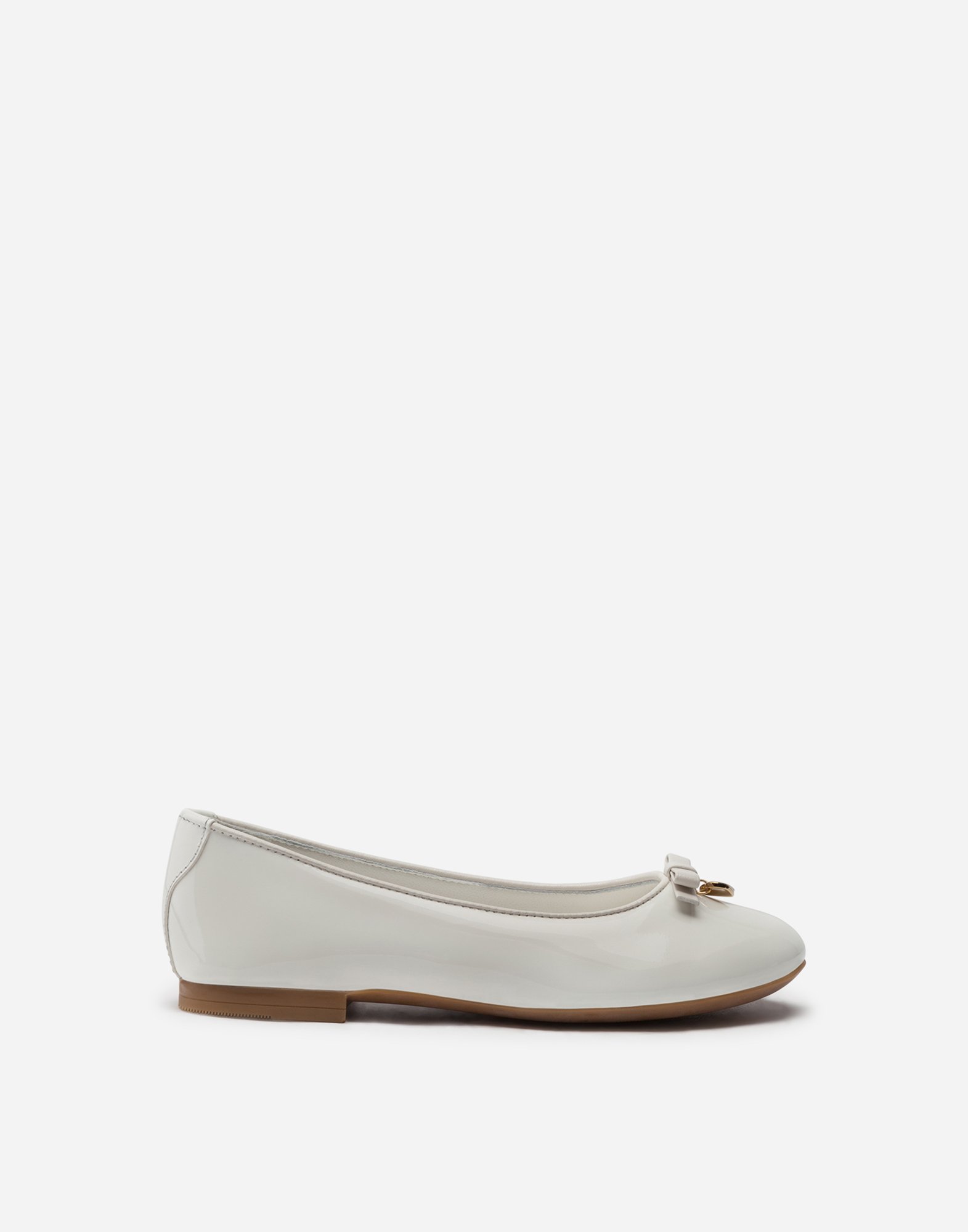 Patent leather ballet flats with charm in White