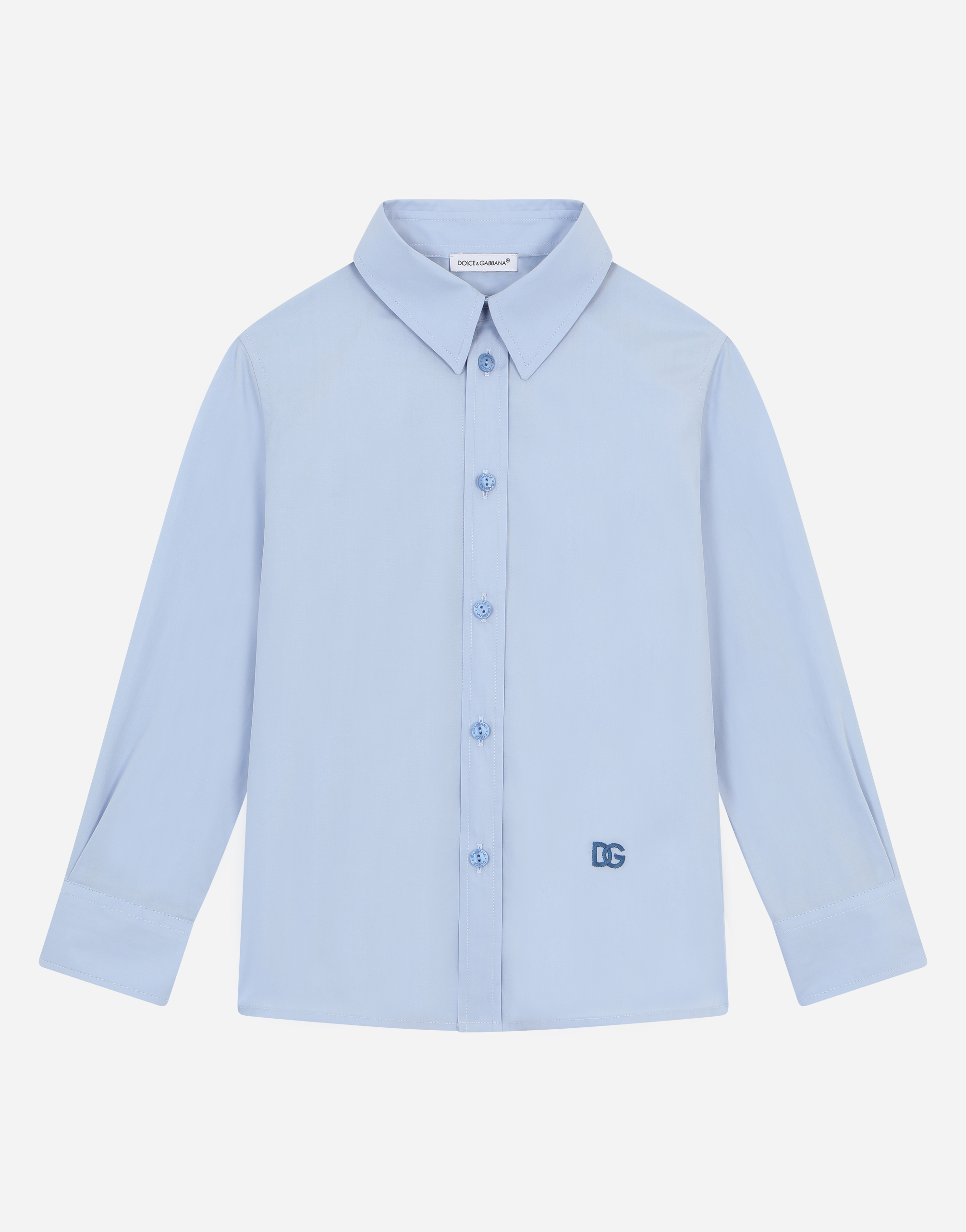 Poplin shirt with DG logo embroidery in Azure