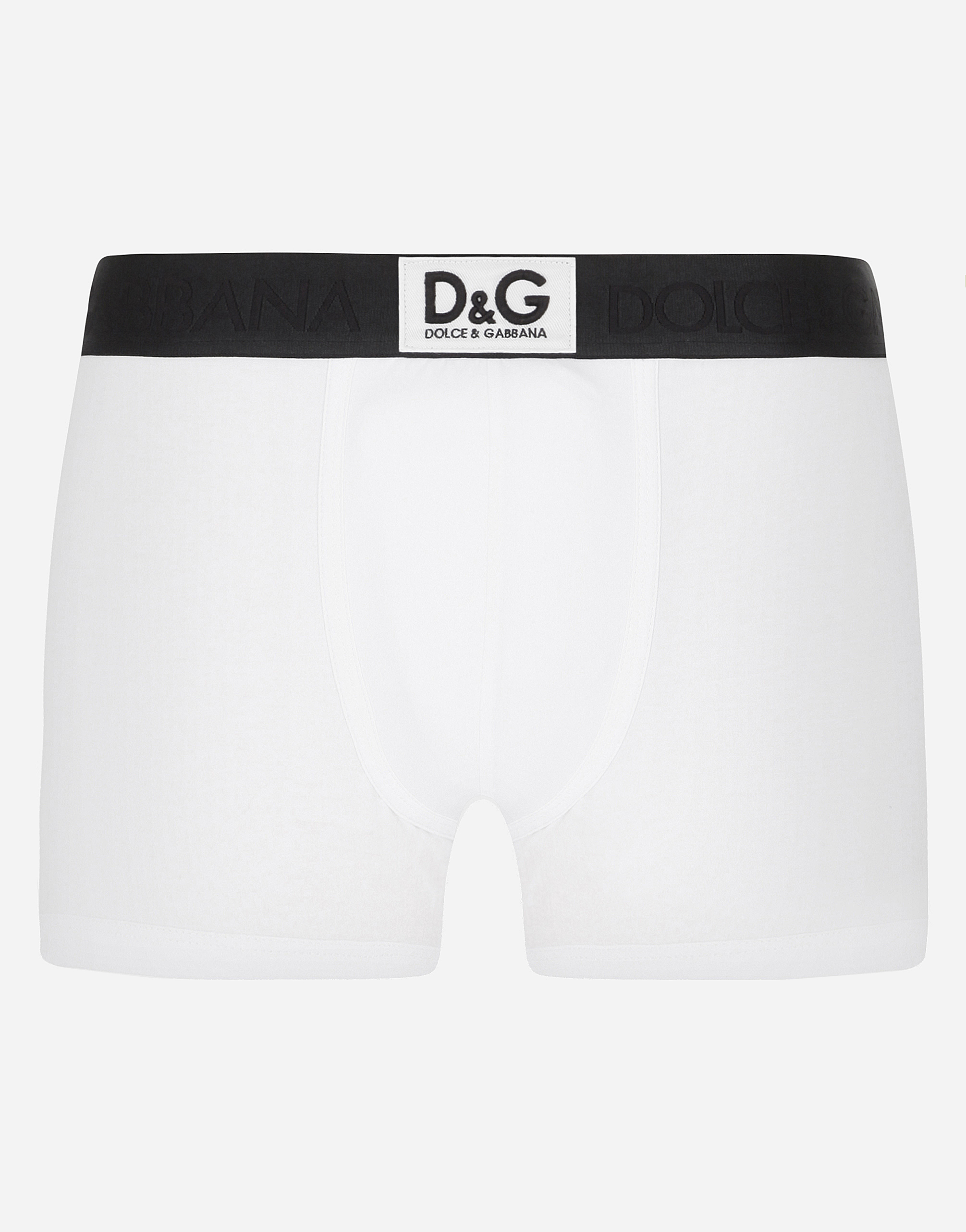 Two-way stretch cotton boxers with DG patch in White