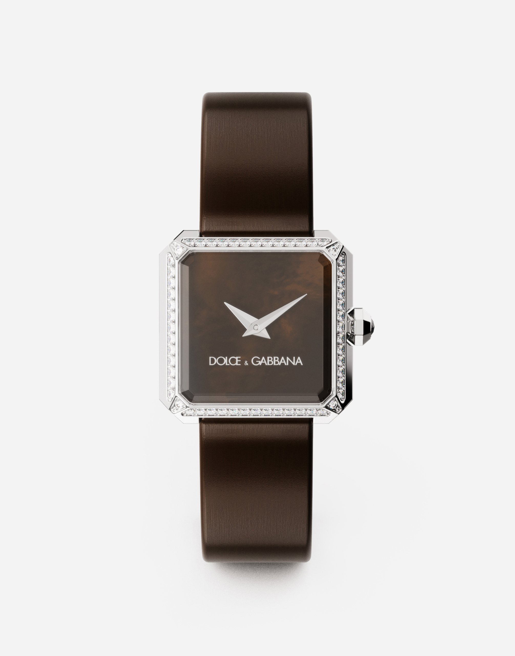 Sofia steel watch with colorless diamonds in Chocolate