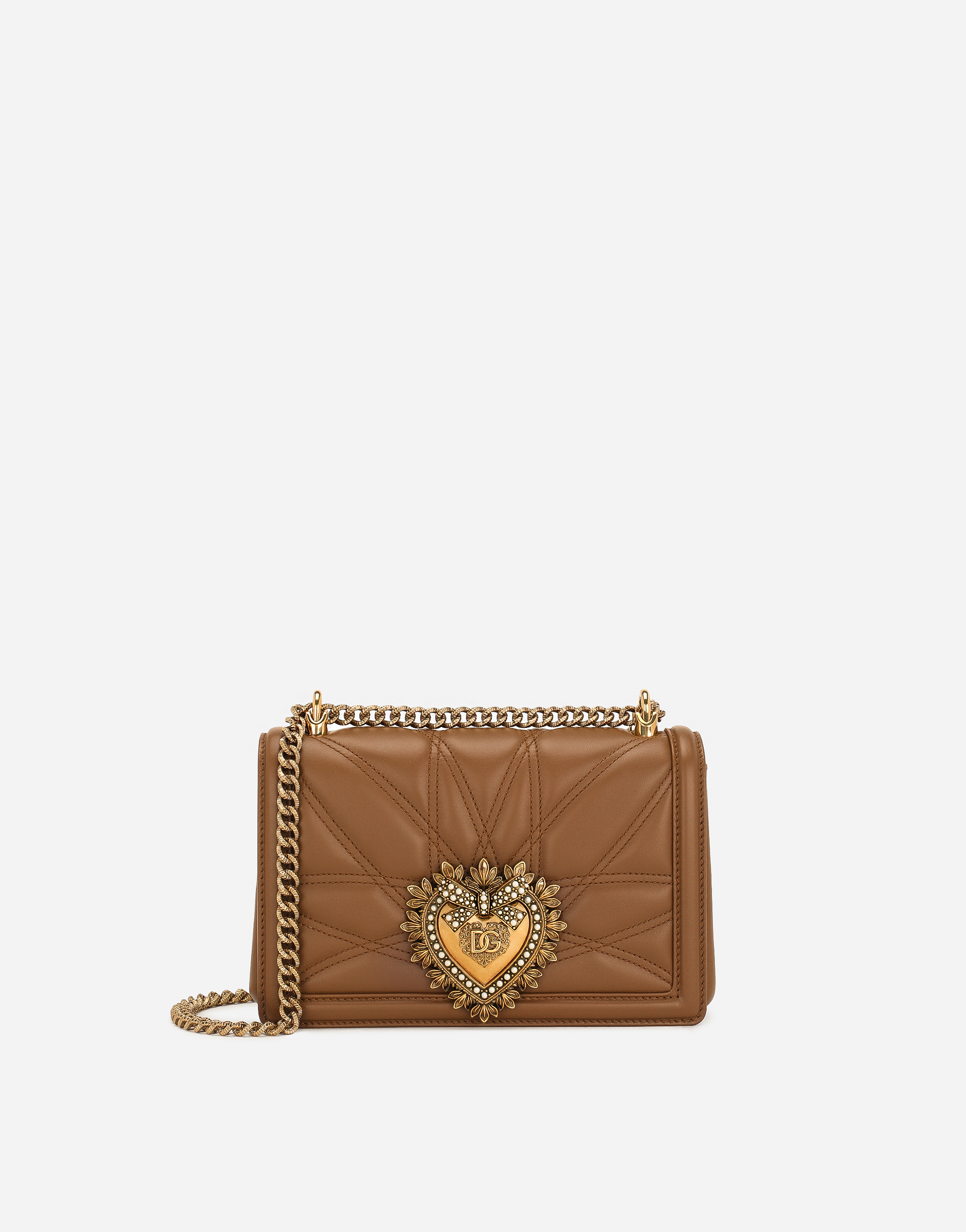 Medium Devotion bag in quilted nappa leather in Beige