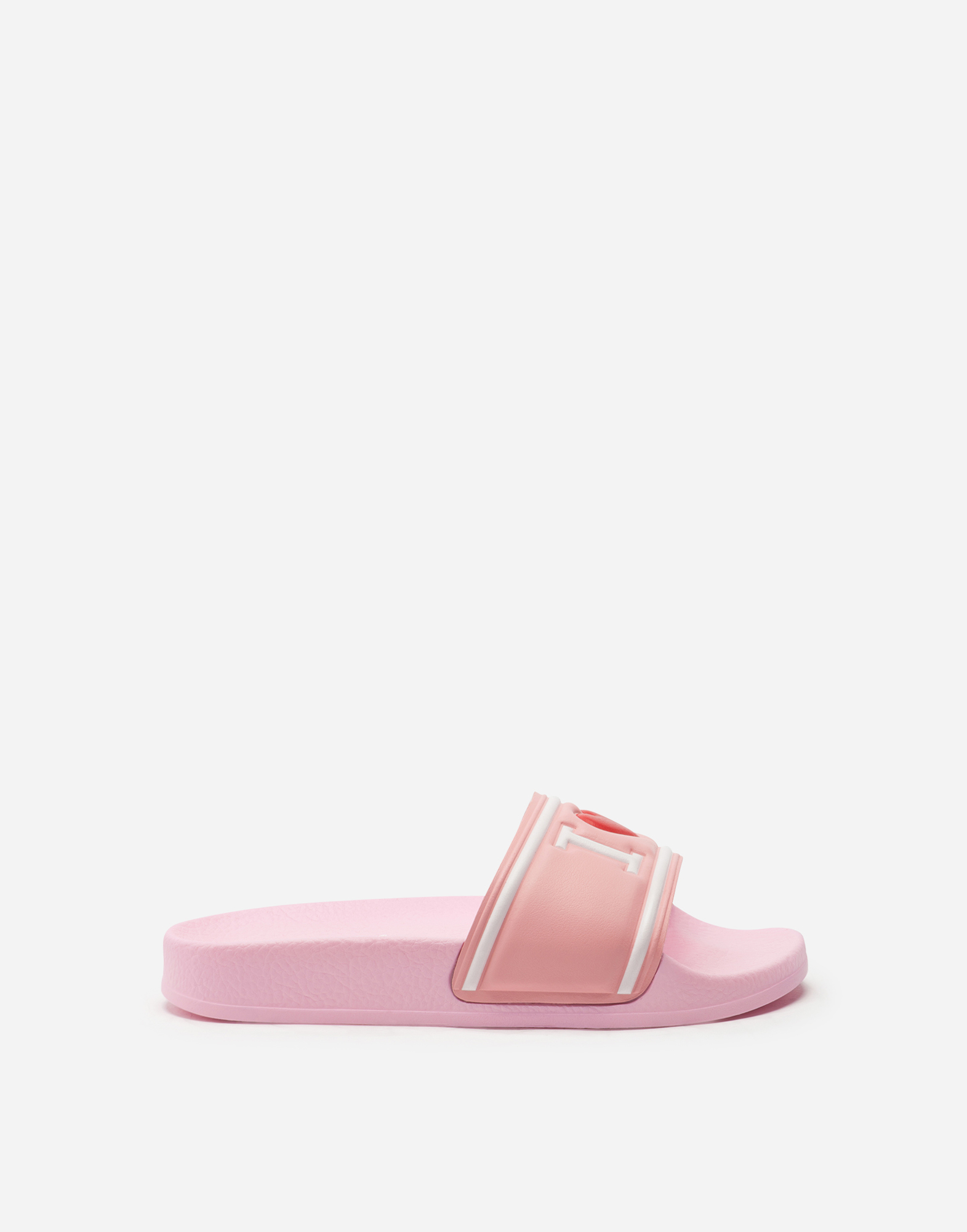 Dolce & Gabbana Kids' I Love D&g Rubber Sliders In Pink