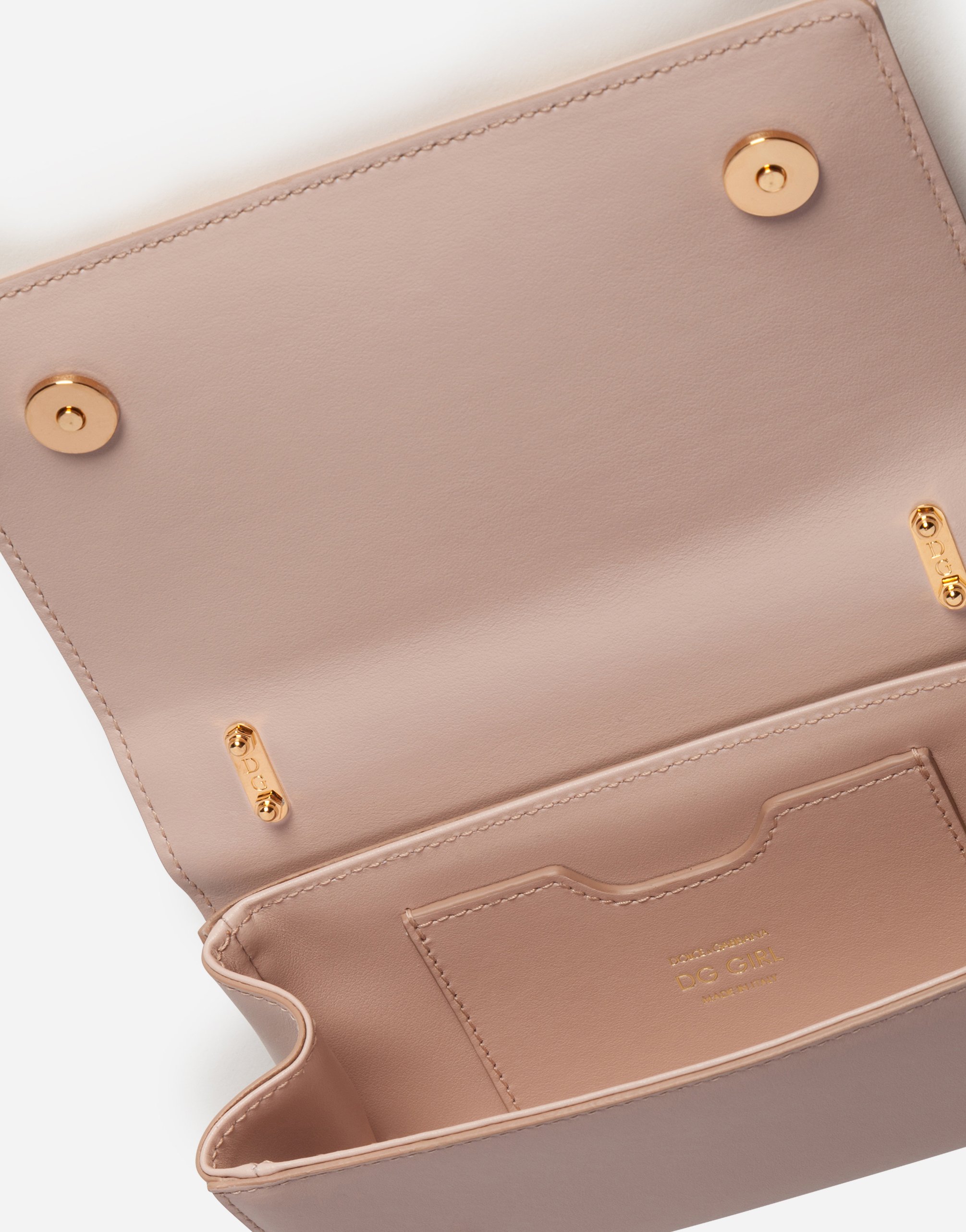 Shop Dolce & Gabbana Dg Girls Phone Bag In Plain Calfskin In Pale Pink