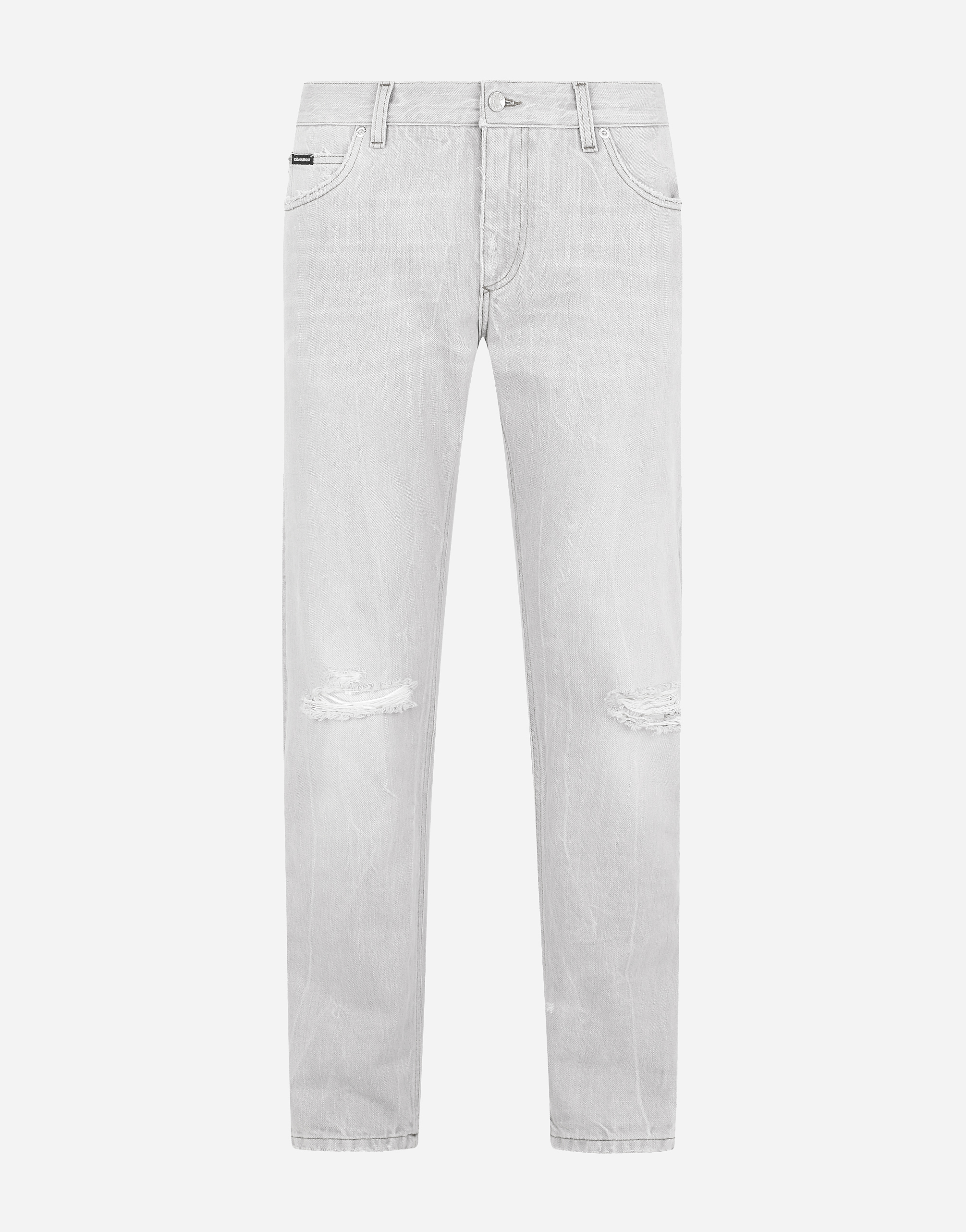 Gray regular-fit jeans with rips in Multicolor