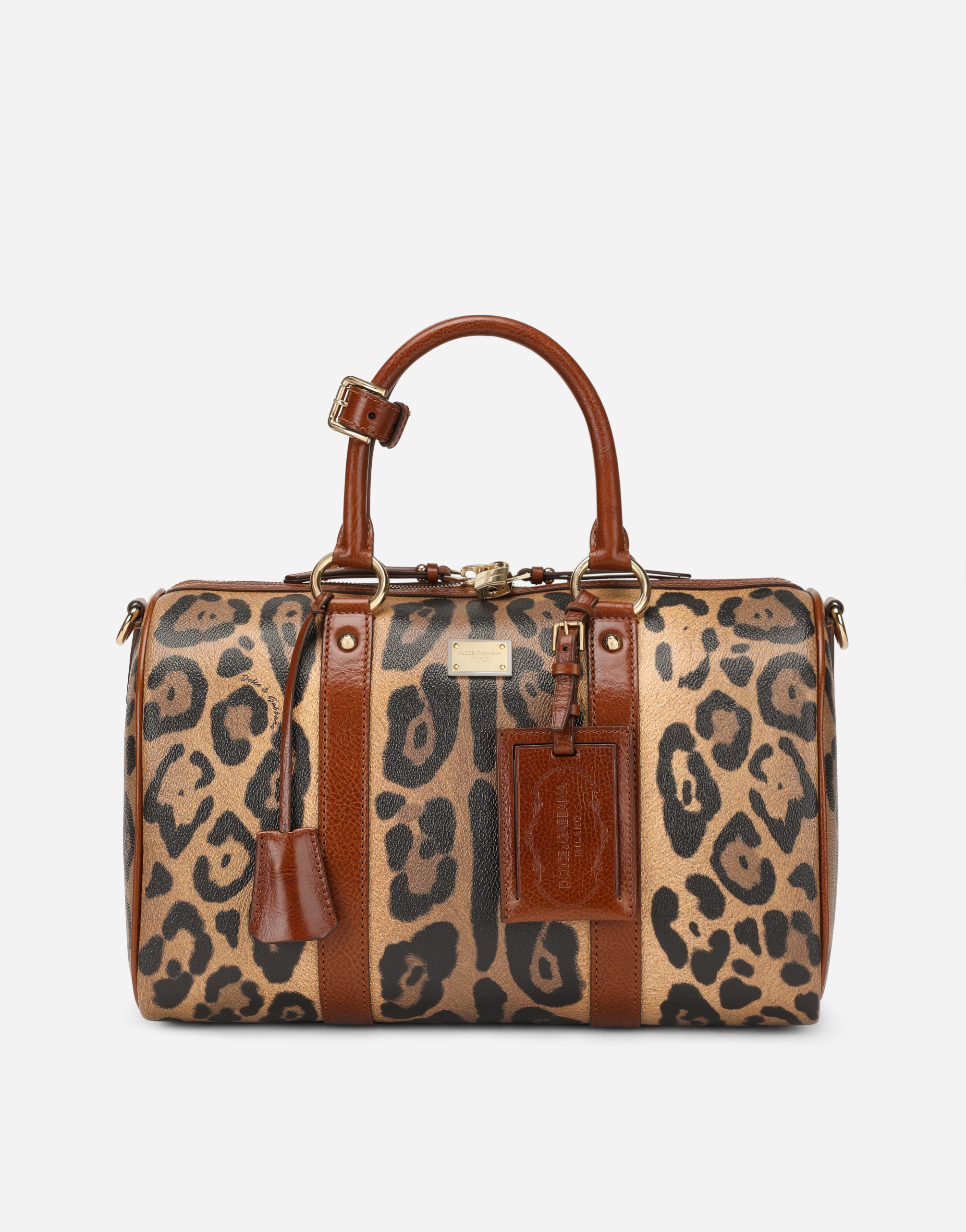 Leopard-print Crespo handbag with branded plate in Multicolor