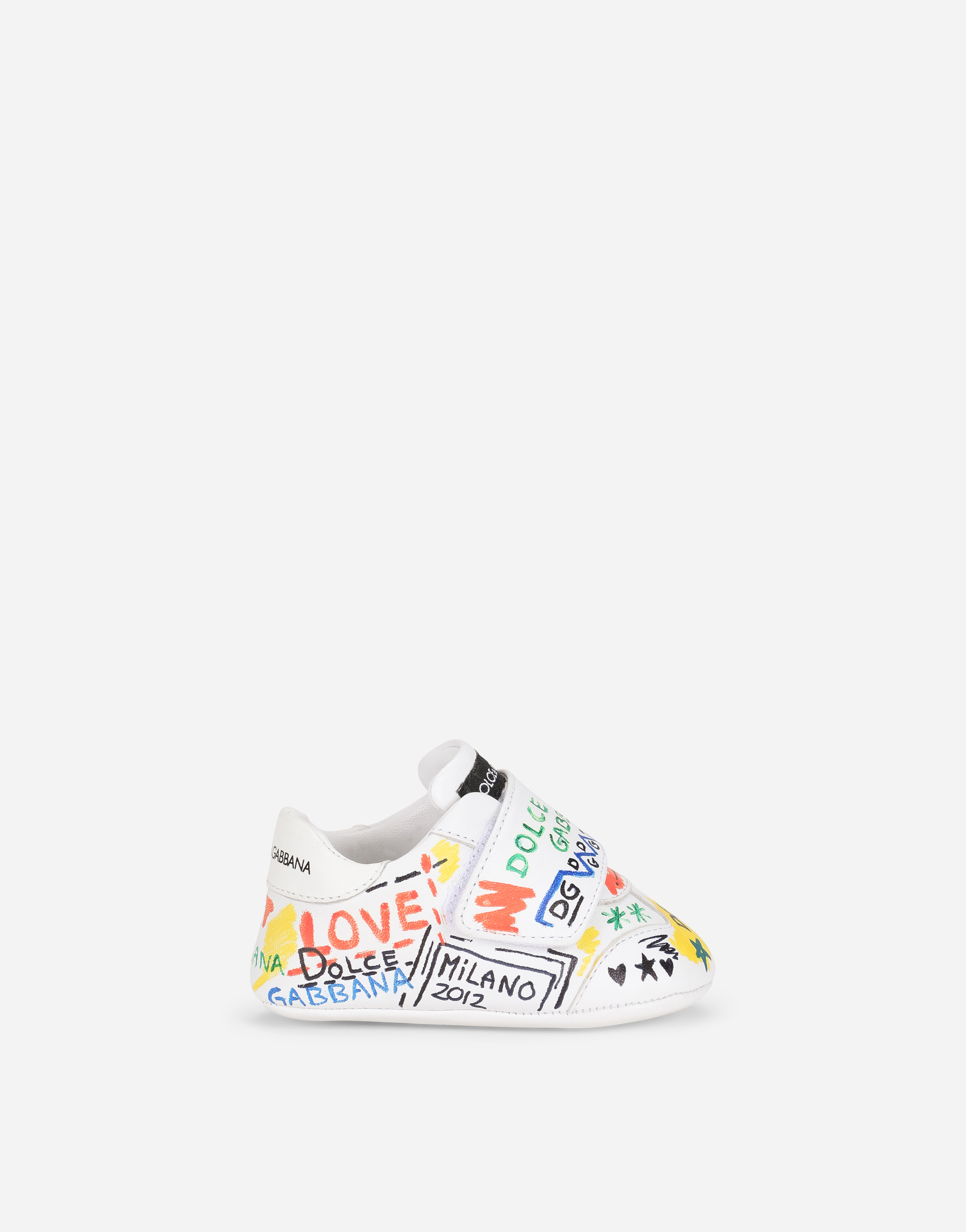 Lettering-print sneakers with strap fastening in Multicolor