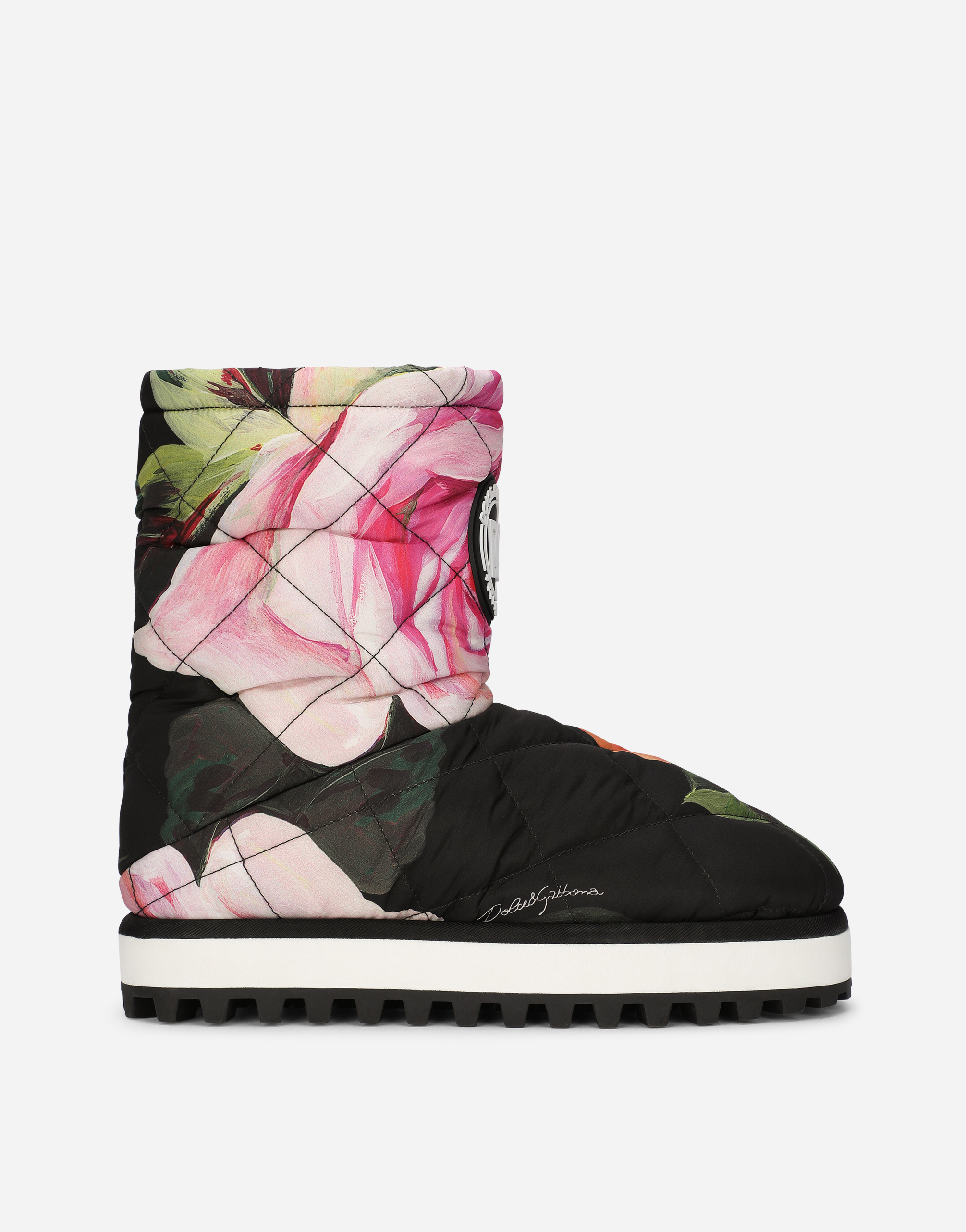 Nylon ankle boots with rose print in Multicolor
