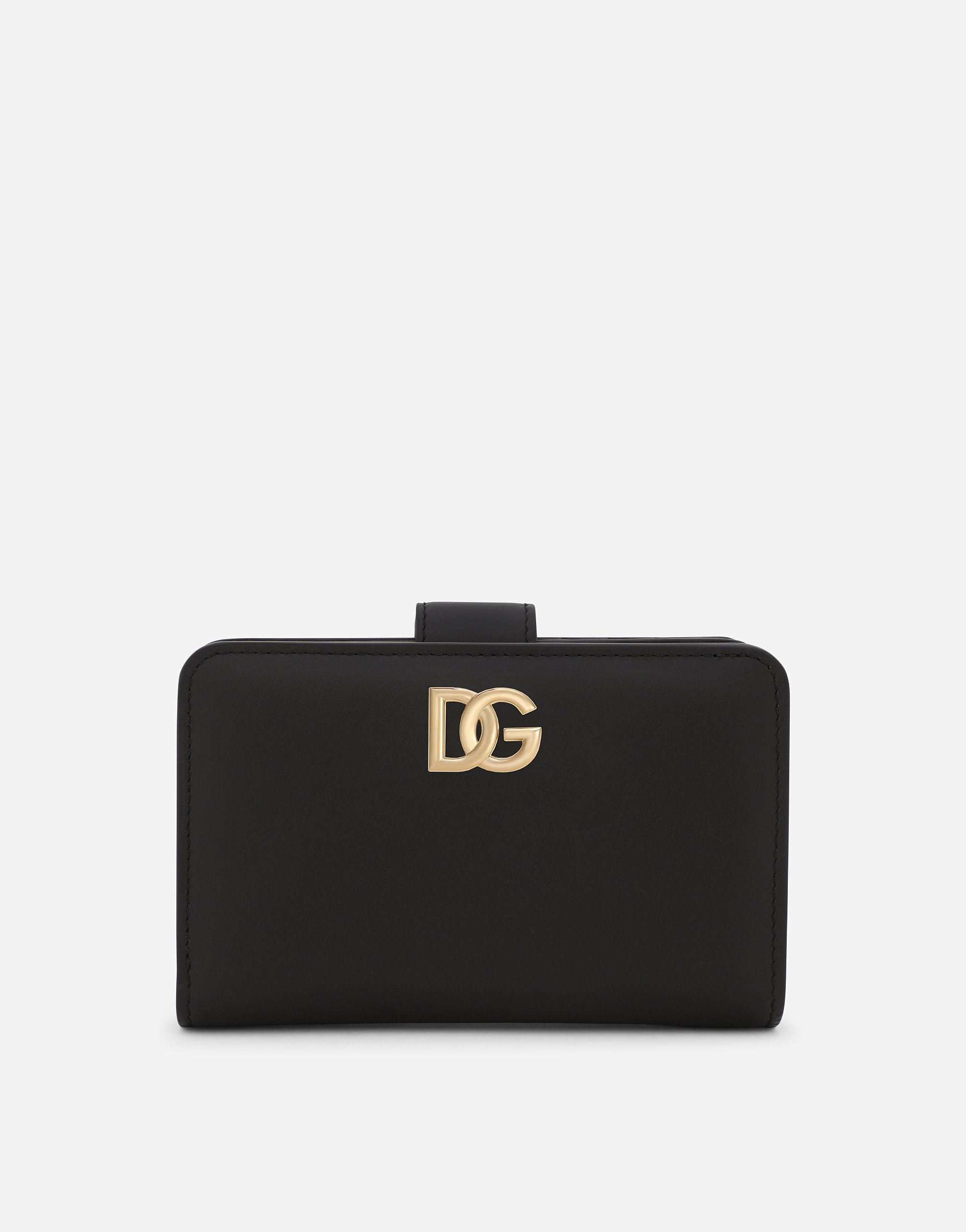 Calfskin wallet with DG logo in Black