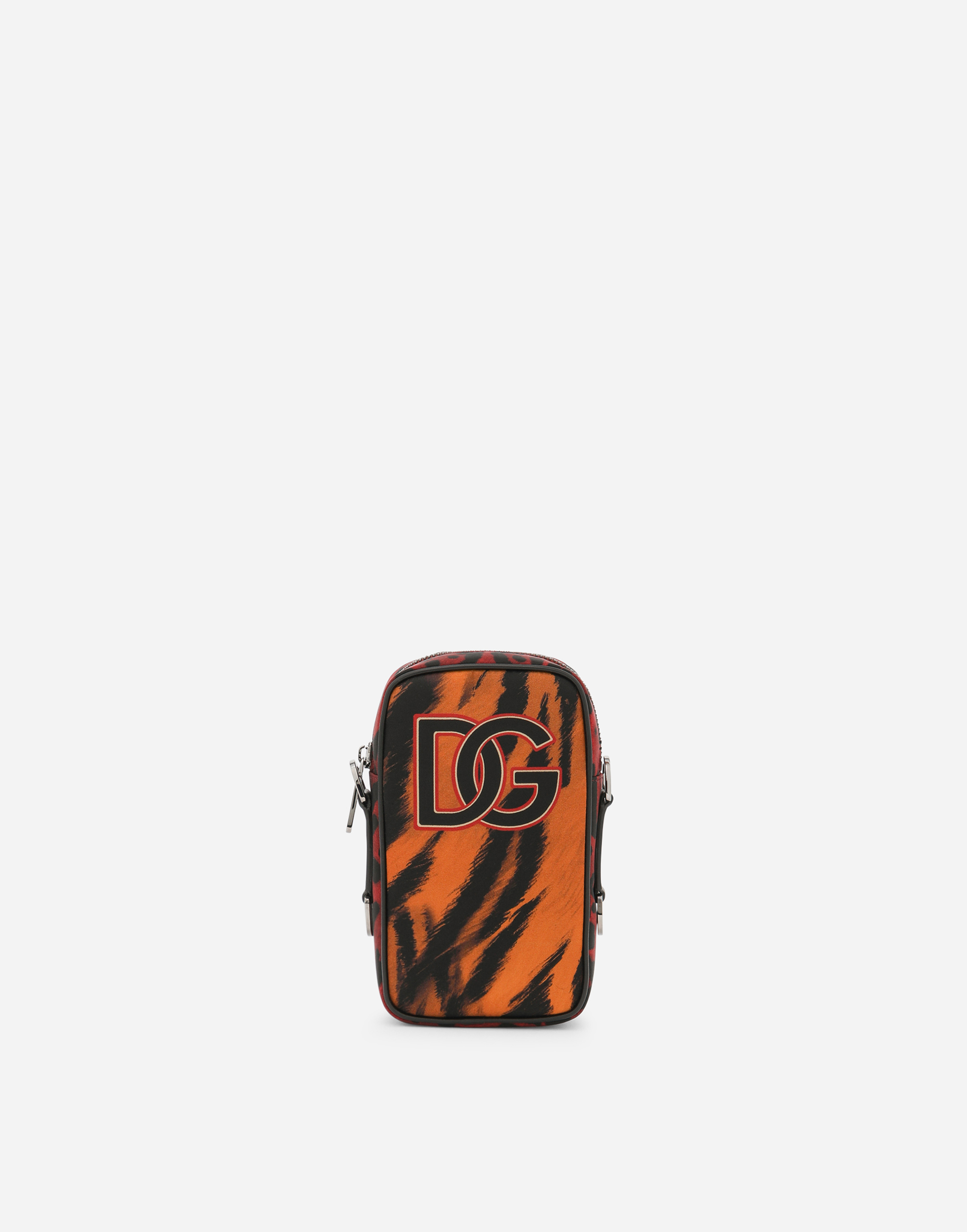 Nylon crossbody bag with tiger print in Multicolor