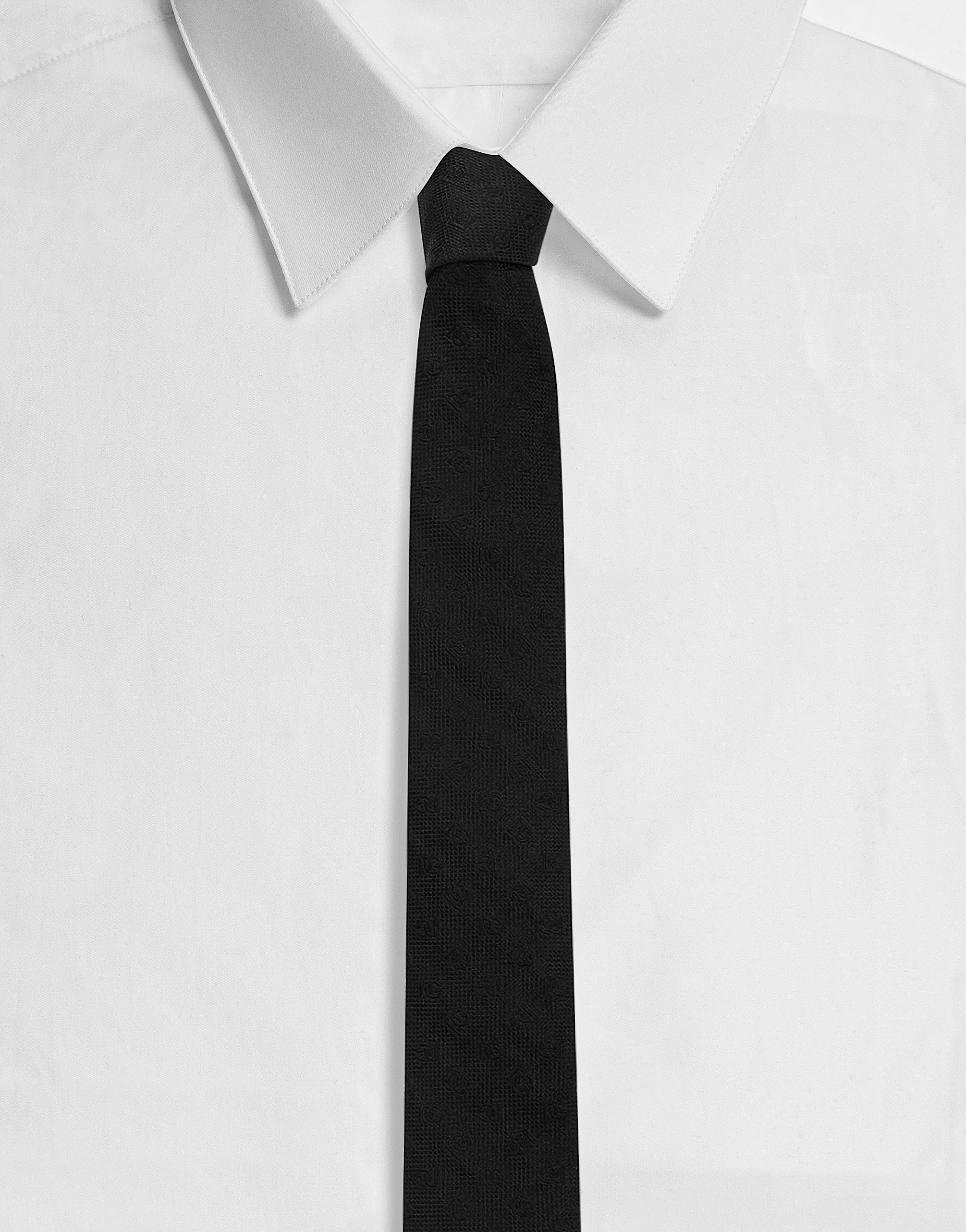 6-cm silk blade with tie print in Black