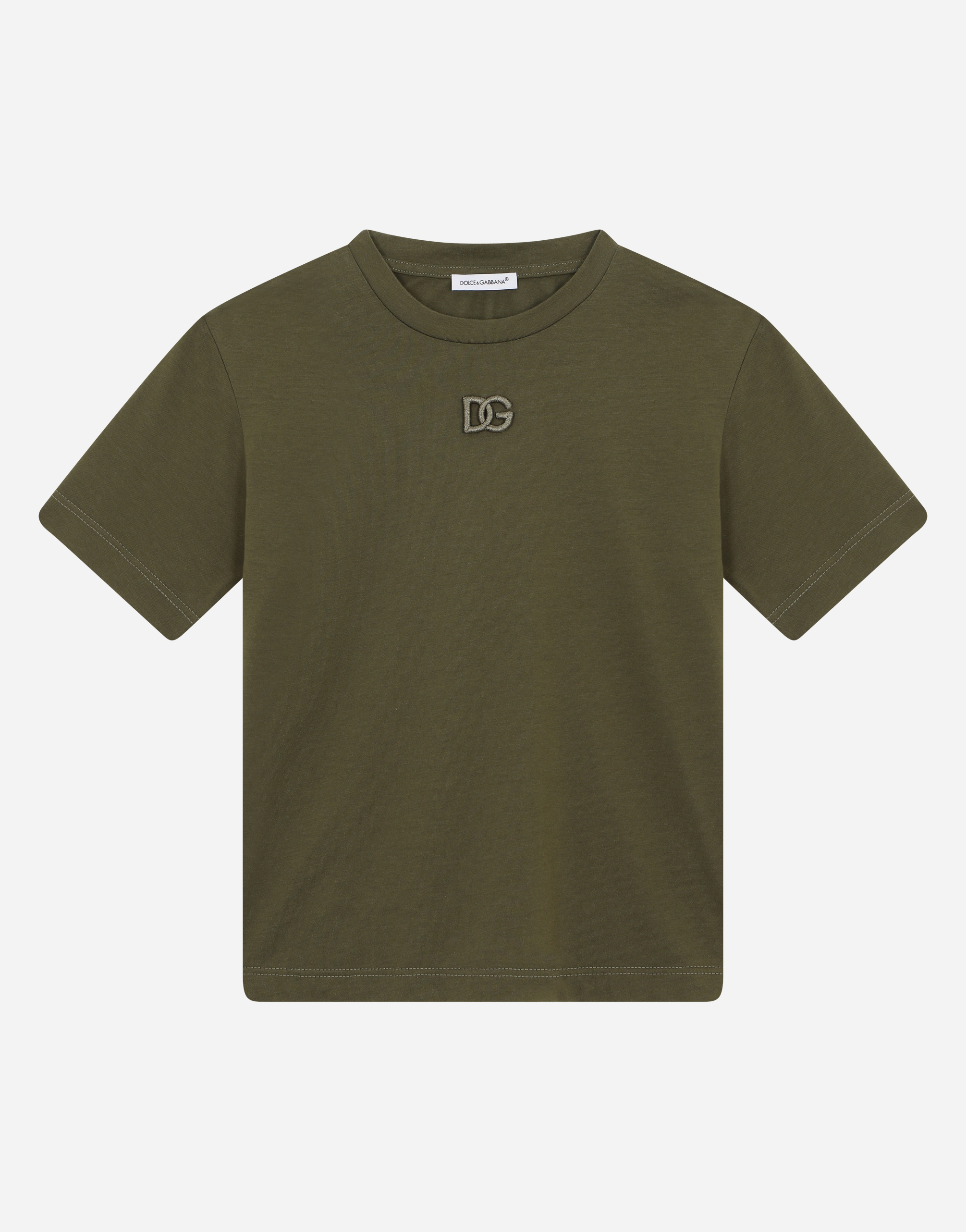 Jersey T-shirt with DG logo embroidery in Green