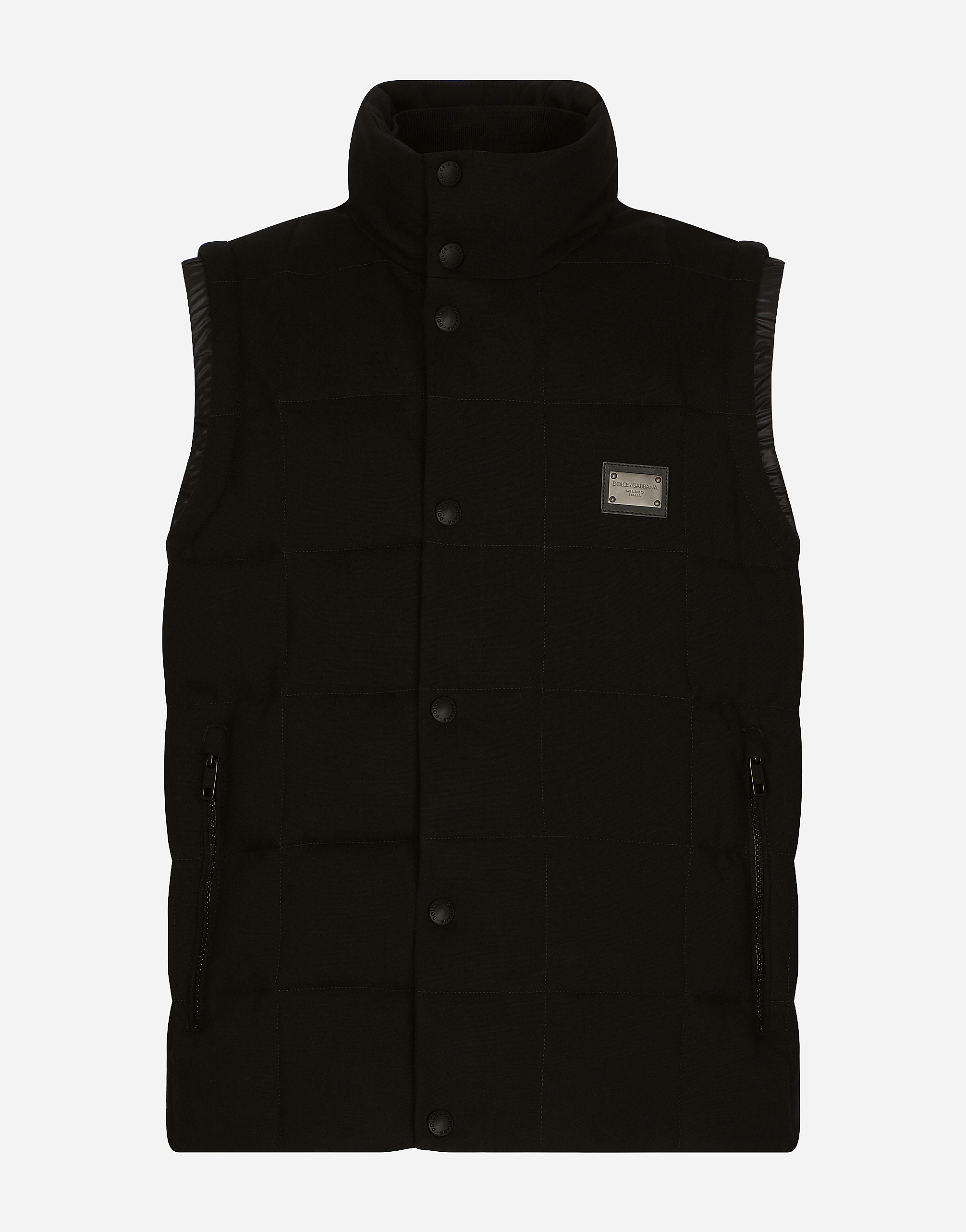 Jersey vest with branded tag in Black
