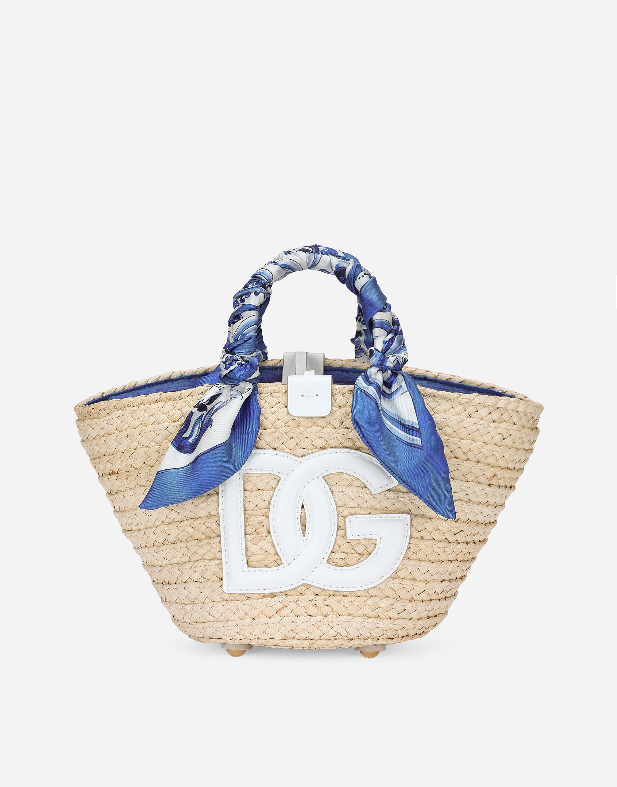 Small straw Kendra bag with DG logo in Multicolor