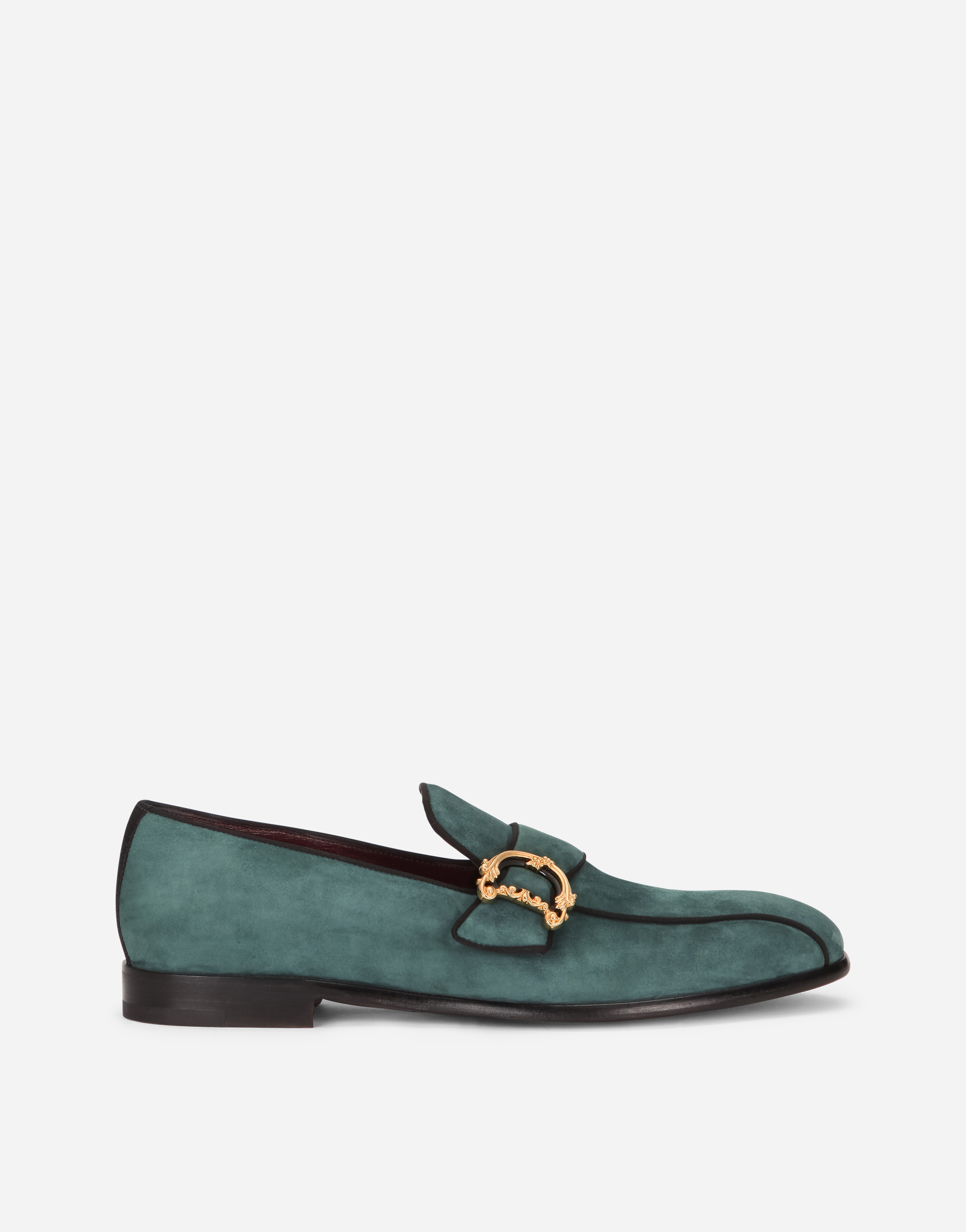 Suede loafers with baroque DG logo in Green