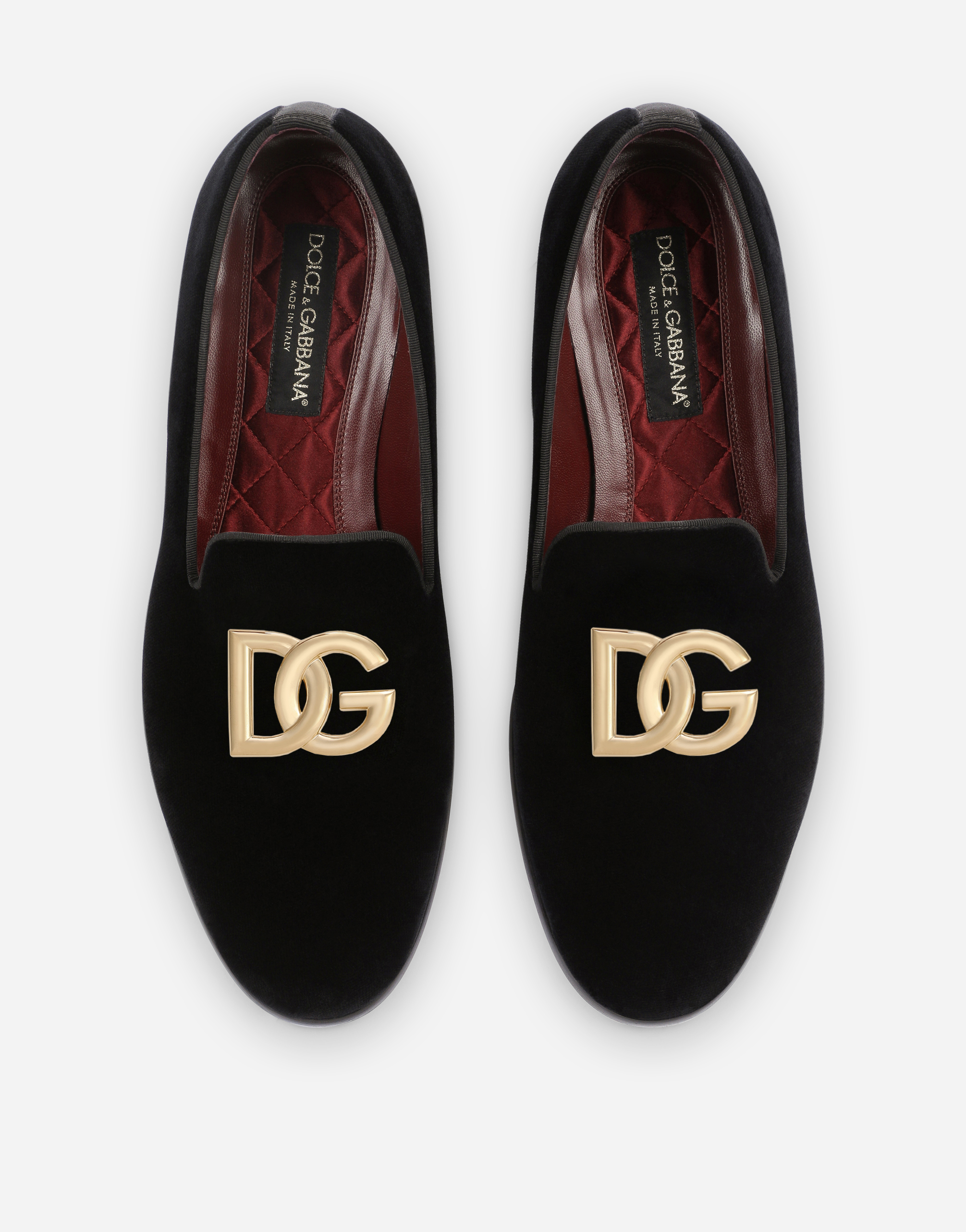 Mens Shoes Slip-on shoes Slippers Dolce & Gabbana Velvet Slippers With Dg Logo in Black for Men 