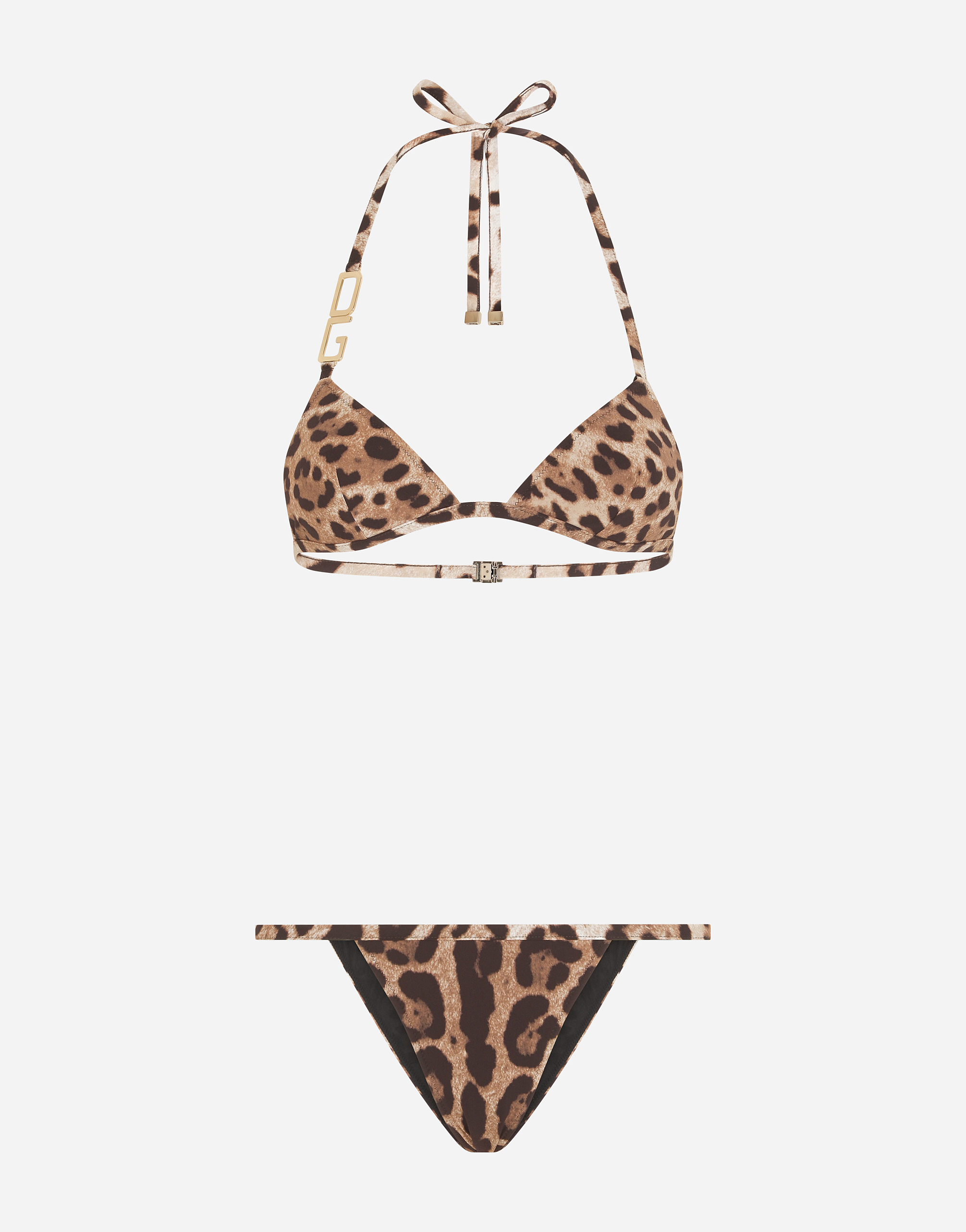 Leopard-print triangle bikini in Animal Print