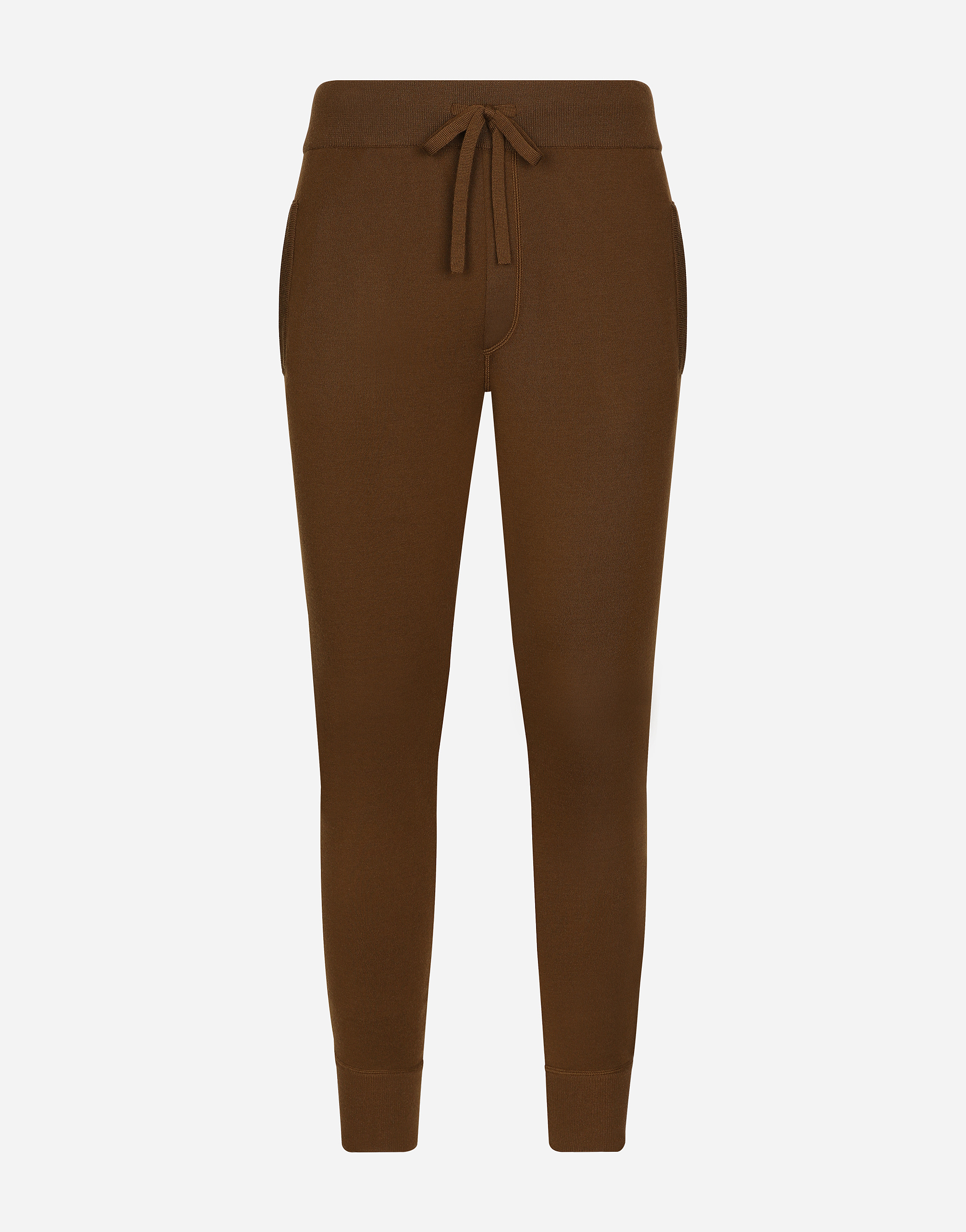 Wool and cashmere knit jogging pants in Brown