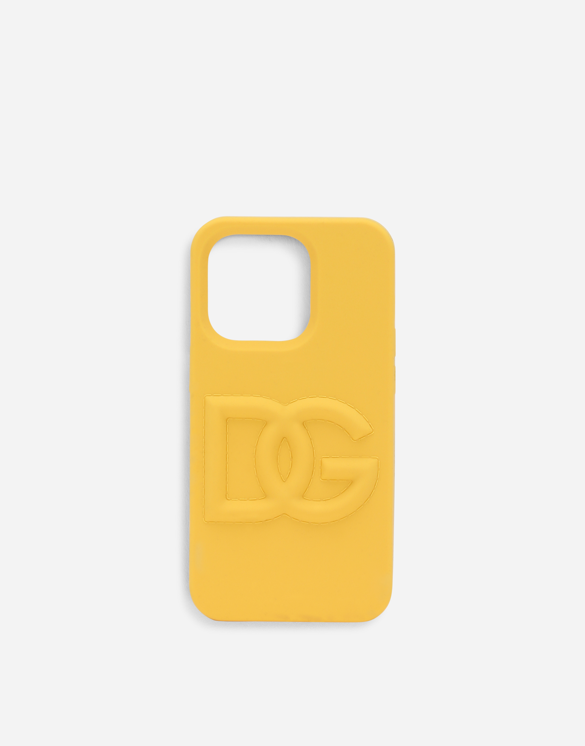 Branded rubber iPhone 14 Pro cover in Yellow