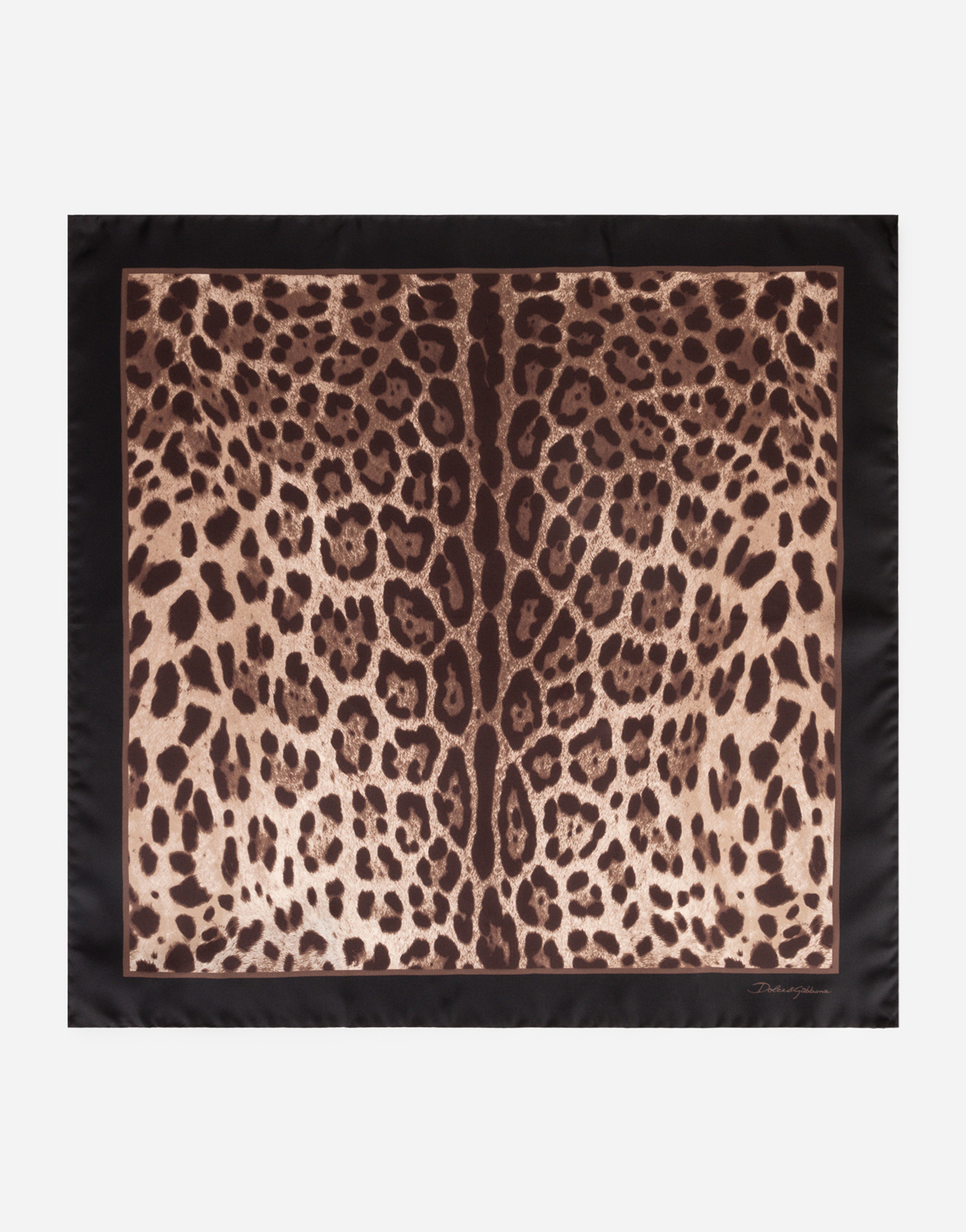 Silk foulard with leopard print in Multicolor
