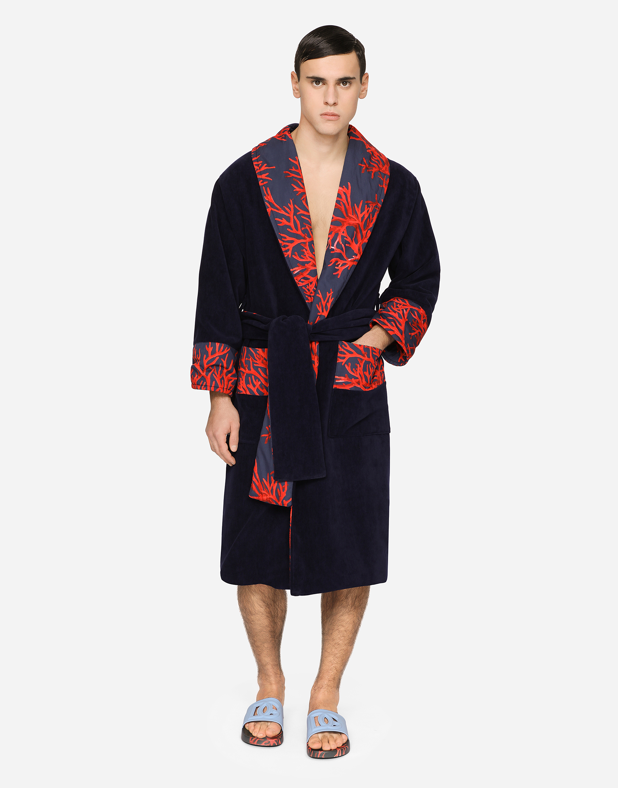 Herren Bekleidung Nachtwäsche Dolce & Gabbana Bademantel Baumwolle Korallenprint in Rot für Herren 