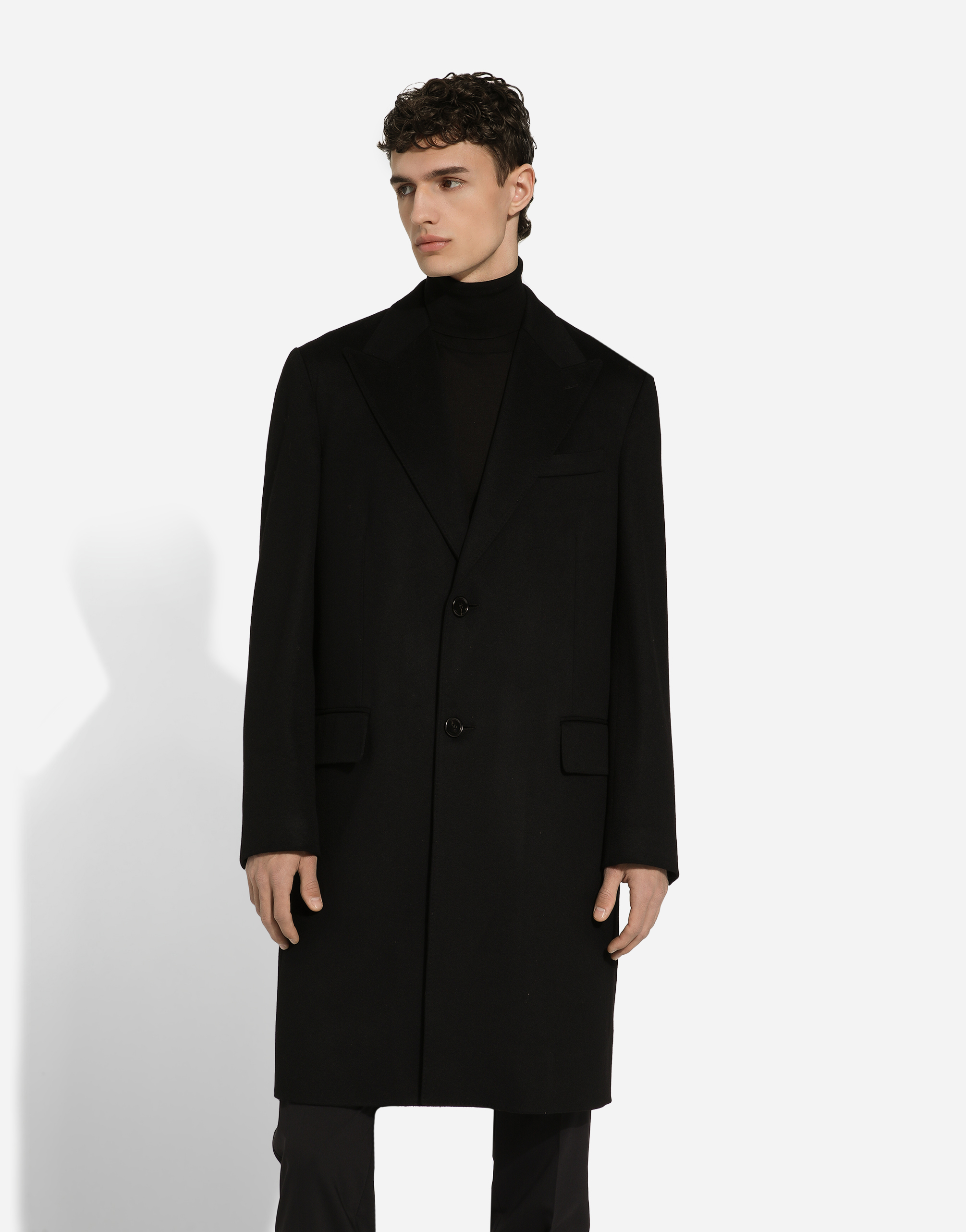 Deconstructed single-breasted wool coat in Black