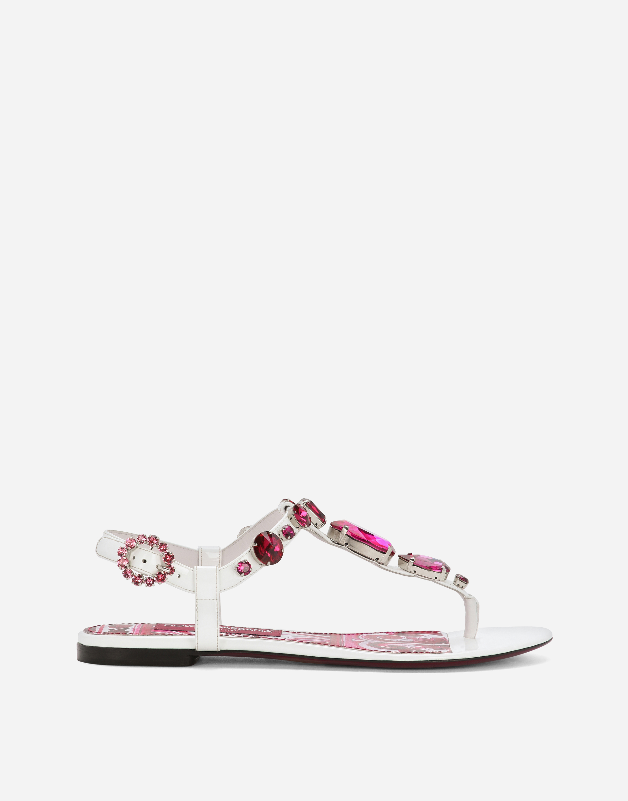 Patent leather thong sandals in Multicolor