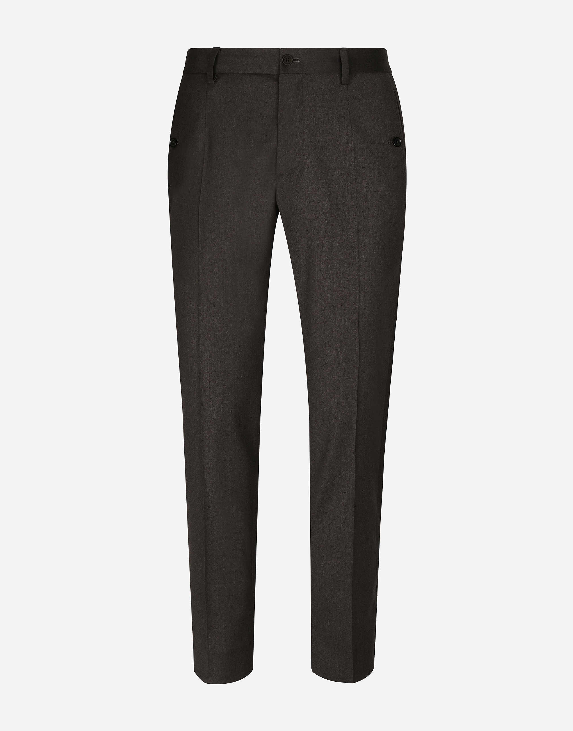 Dolce & Gabbana Stretch Wool Pants With Side Bands In Melange Grey