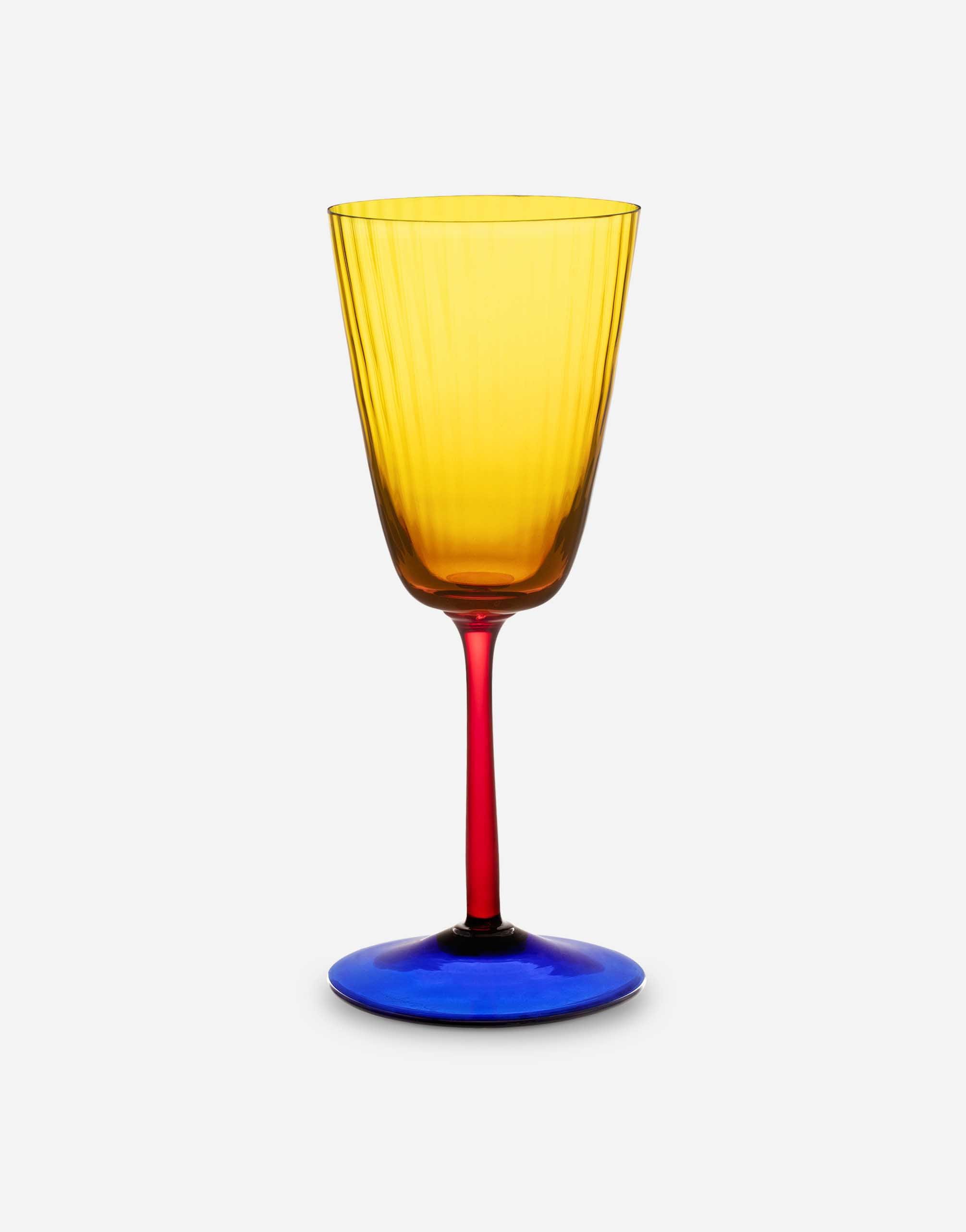 Hand-Blown Murano White Wine Glass in Multicolor
